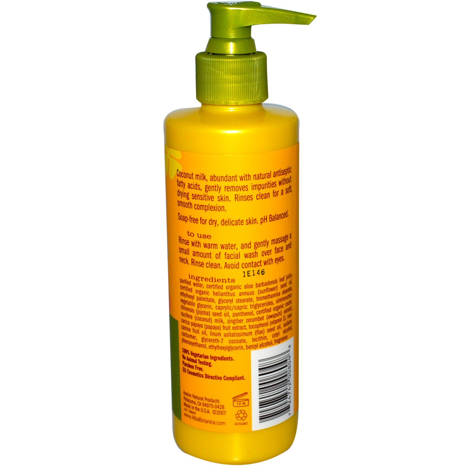 Alba Botanica, Sabonete Líquido Facial, Leite de Coco, 235 ml (8 fl oz) - Imagem 2