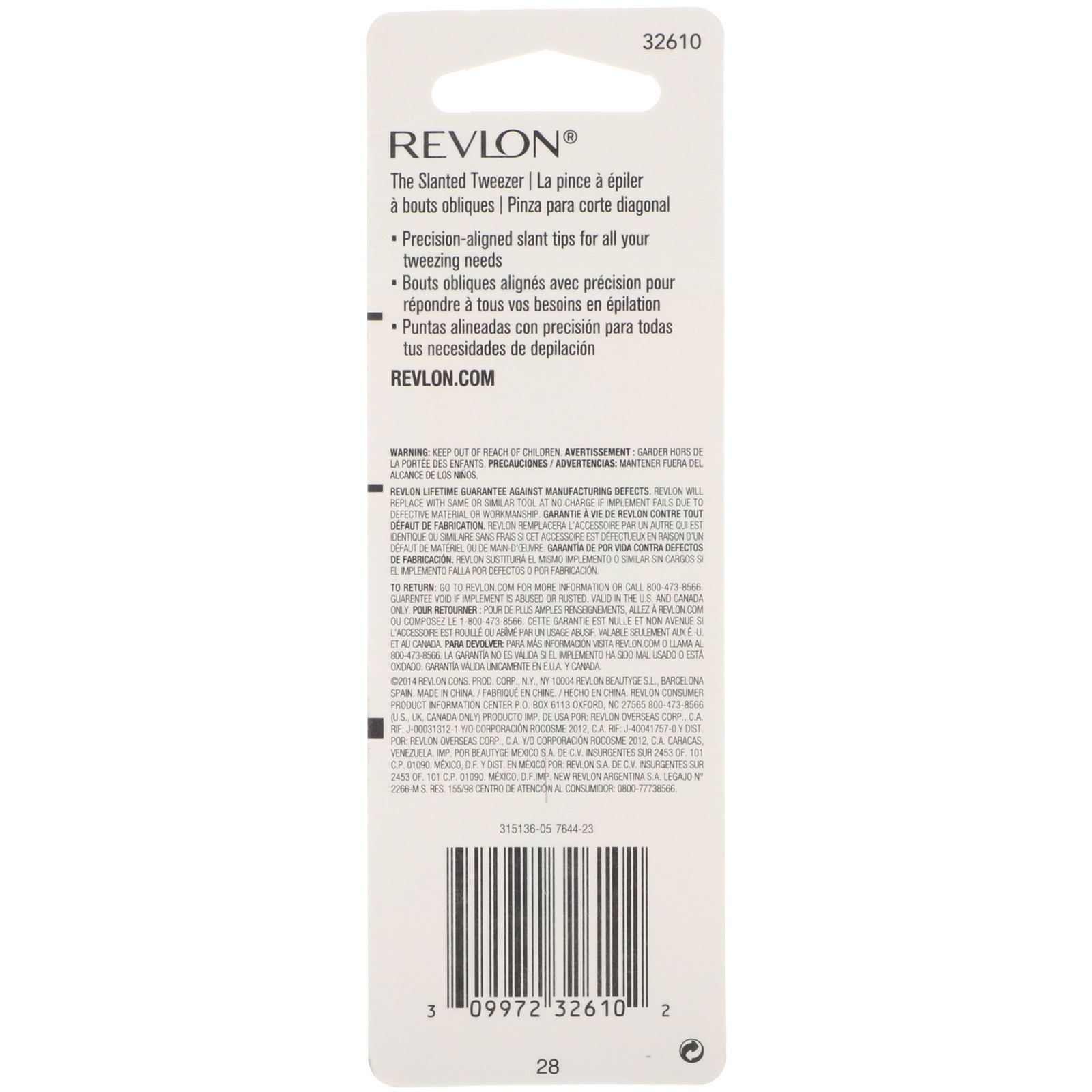 Revlon, Pinça compacta com ponta inclinada clássica, 1 contagem - Imagem 3