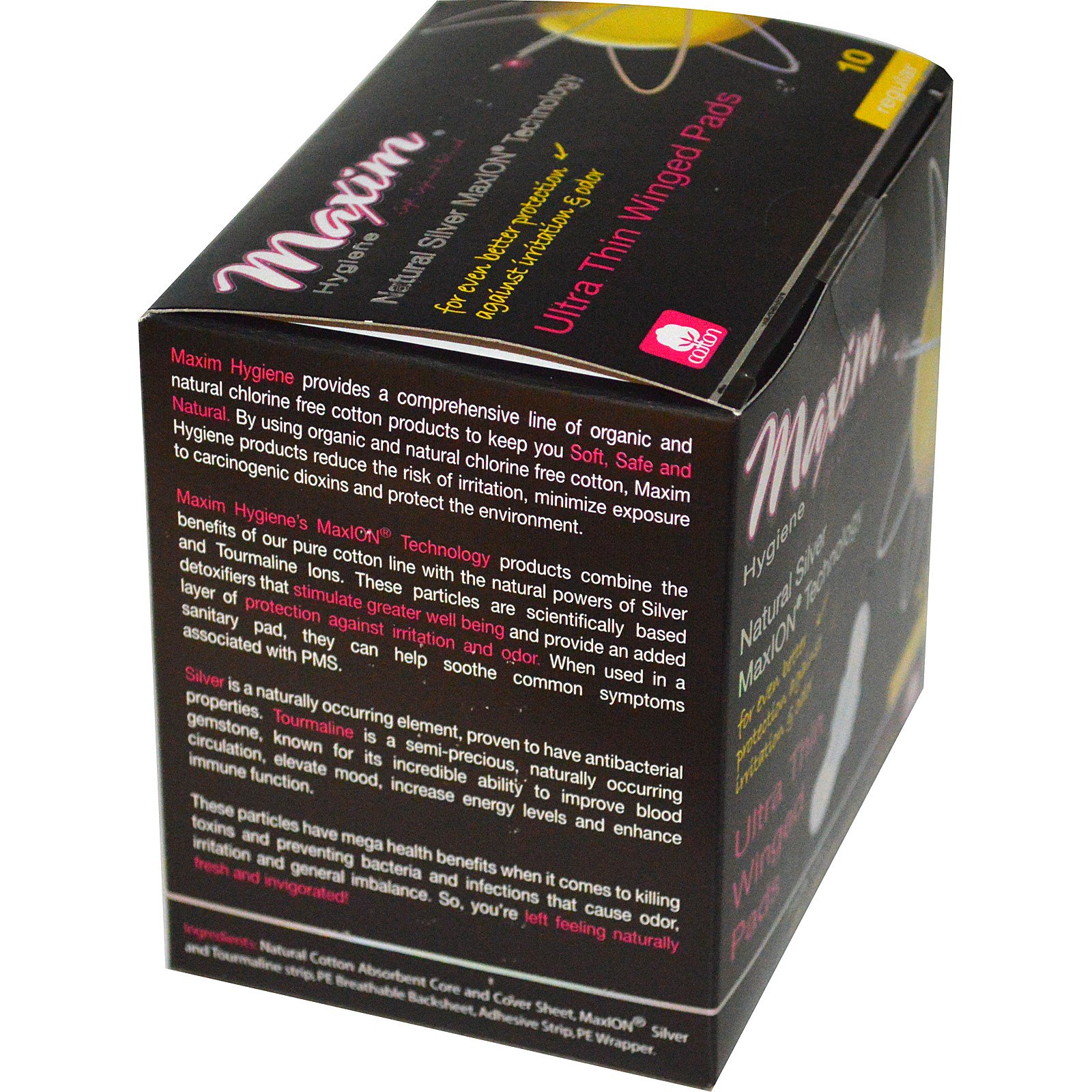 Maxim Hygiene Products, Absorventes ultrafinos com abas, tecnologia natural Silver MaxION, médio, 10 unidades - Imagem 2