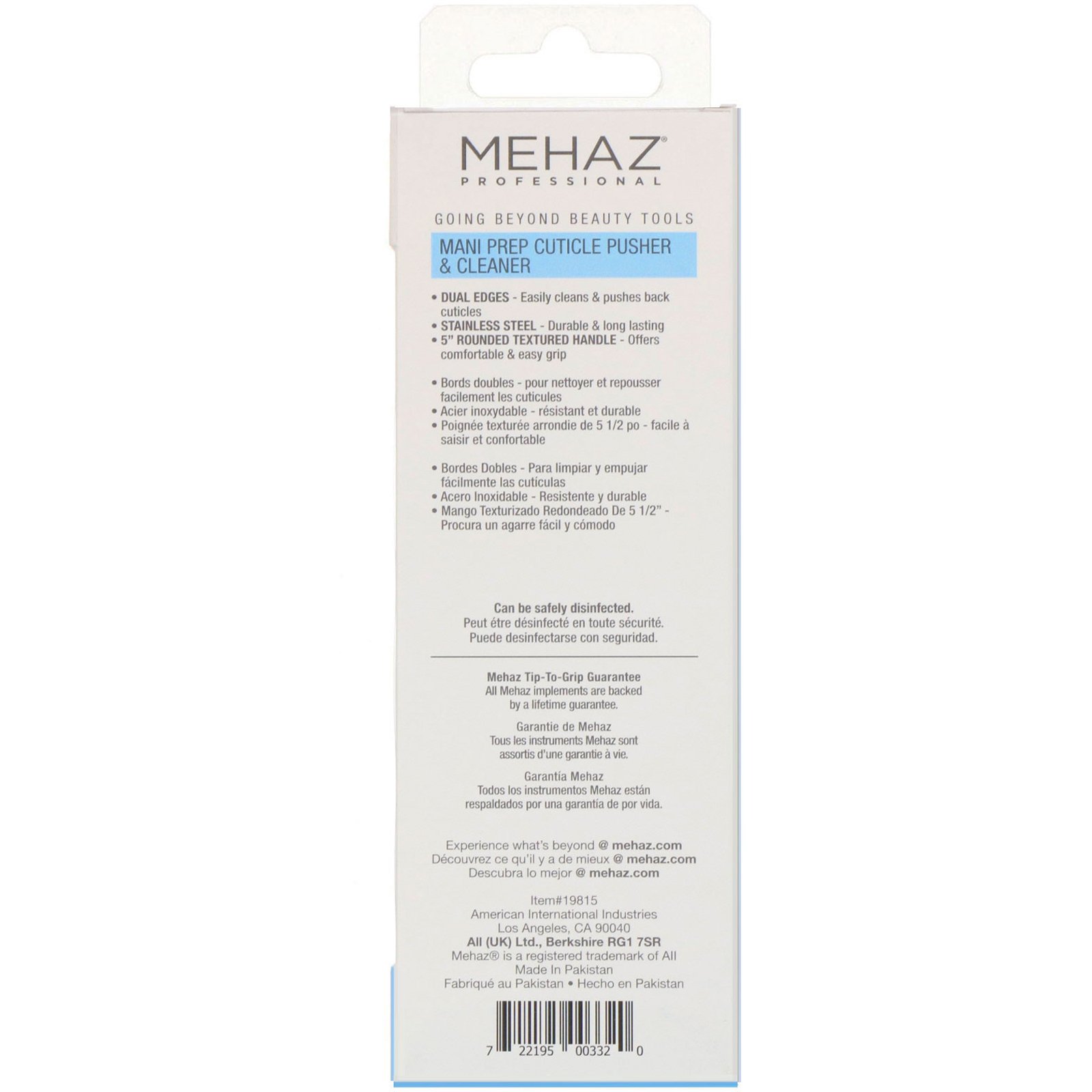 Mehaz, Empurrador e limpador de cutículas pré-manicure, 1 empurrador e limpador - Imagem 3