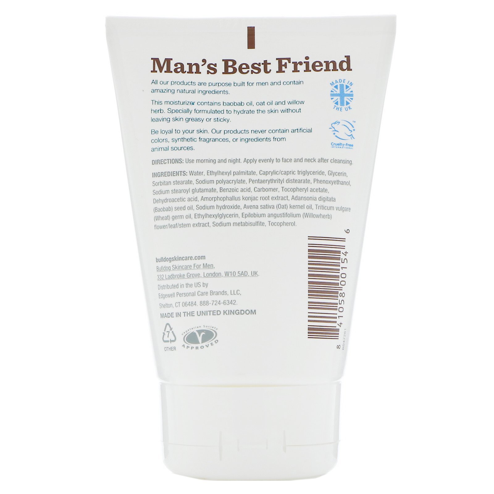 Bulldog Skincare For Men, Hidratante Sensível, 3,3 fl oz (100 ml) - Imagem 2