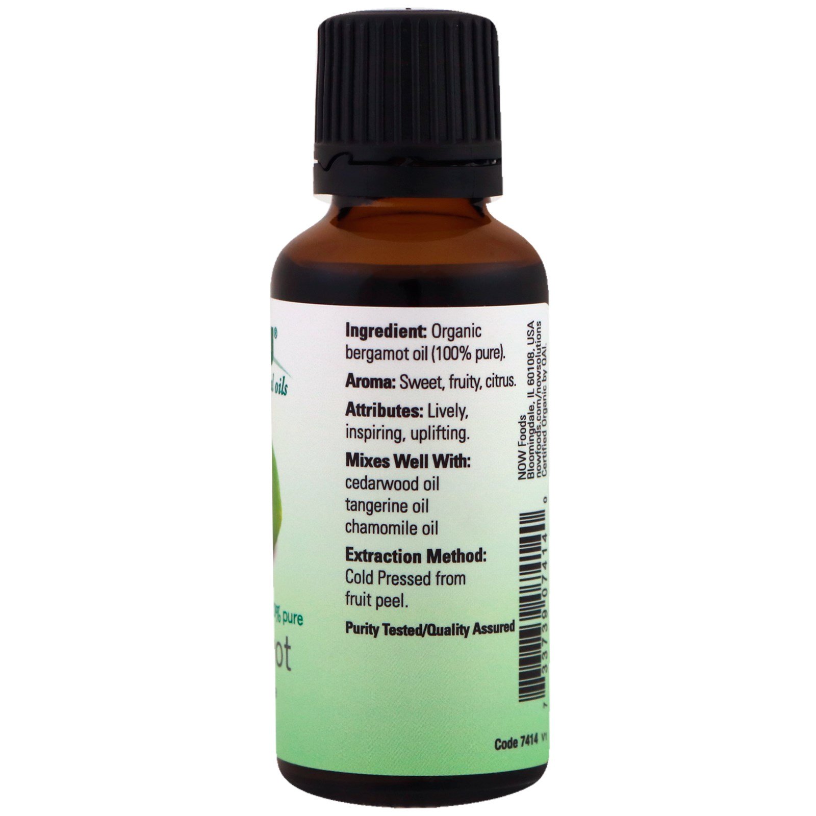 Now Foods, Óleos Essenciais Orgânicos, Bergamota, 1 fl oz (30 ml) - Imagem 2