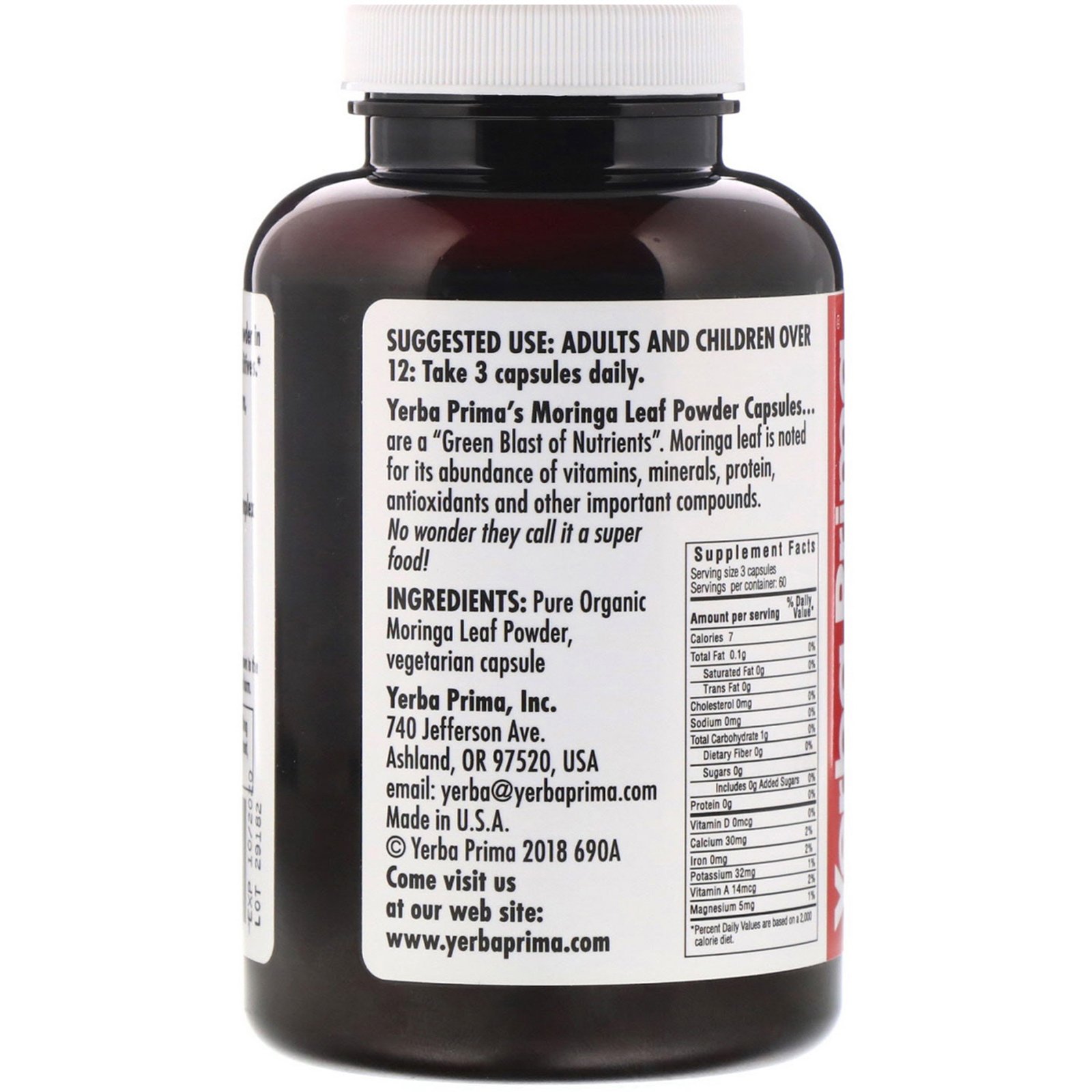 Yerba Prima, Cápsulas de Moringa, 400 mg, 180 Cápsulas Vegetais - Imagem 2
