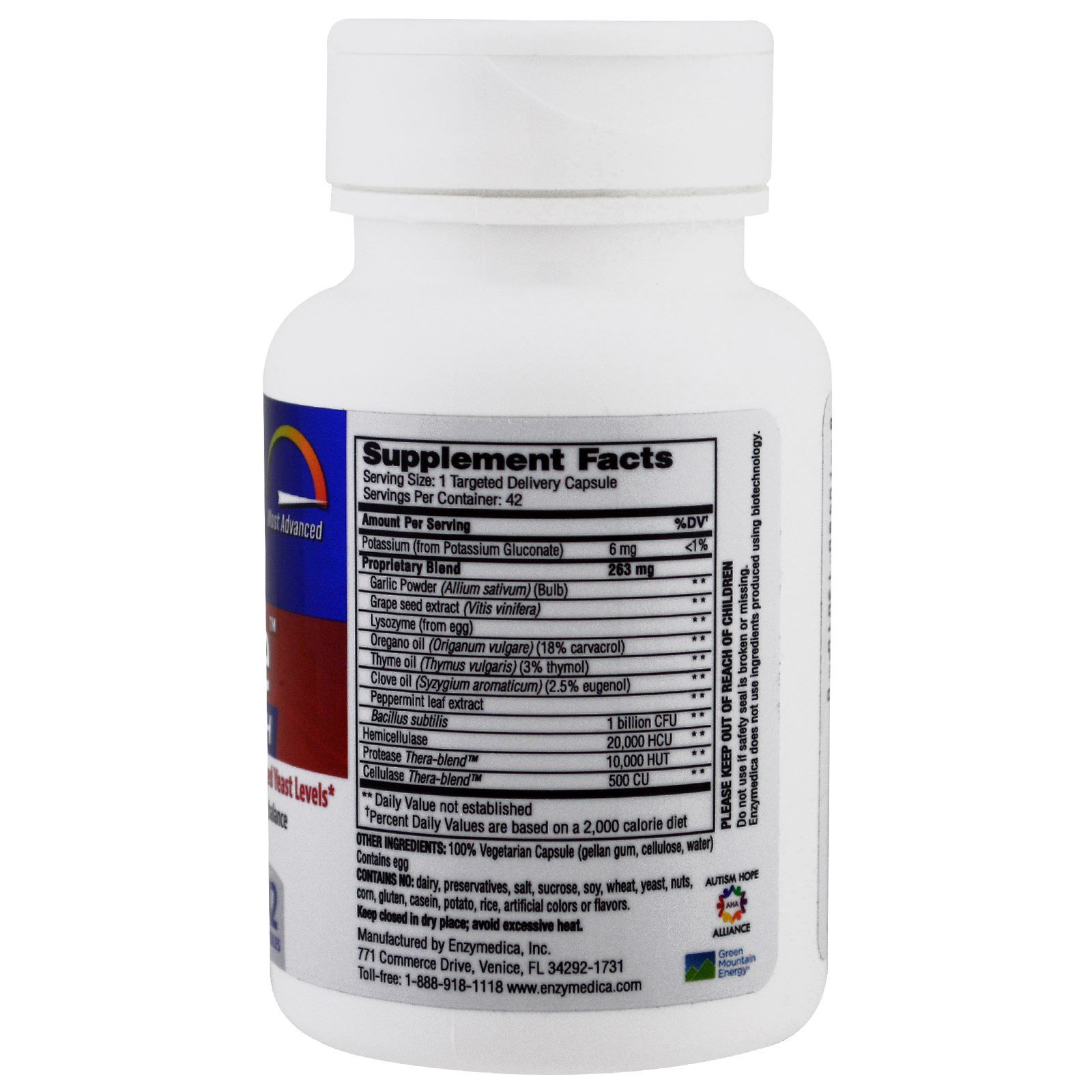 Enzymedica, Candidase, Extra Strength, 42 Cápsulas - Imagem 2