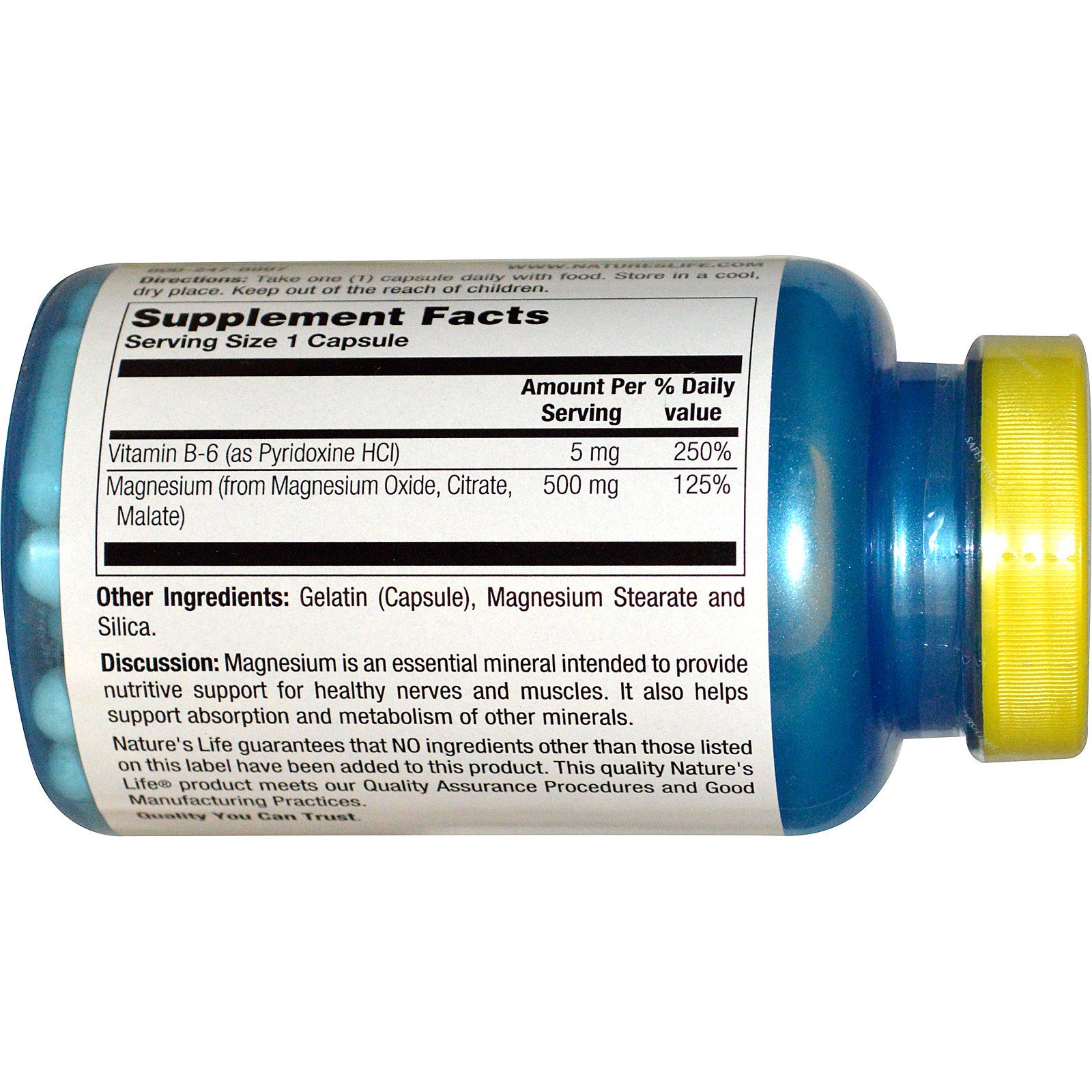 Nature's Life, Magnésio, 500 mg, 100 Cápsulas - Imagem 2