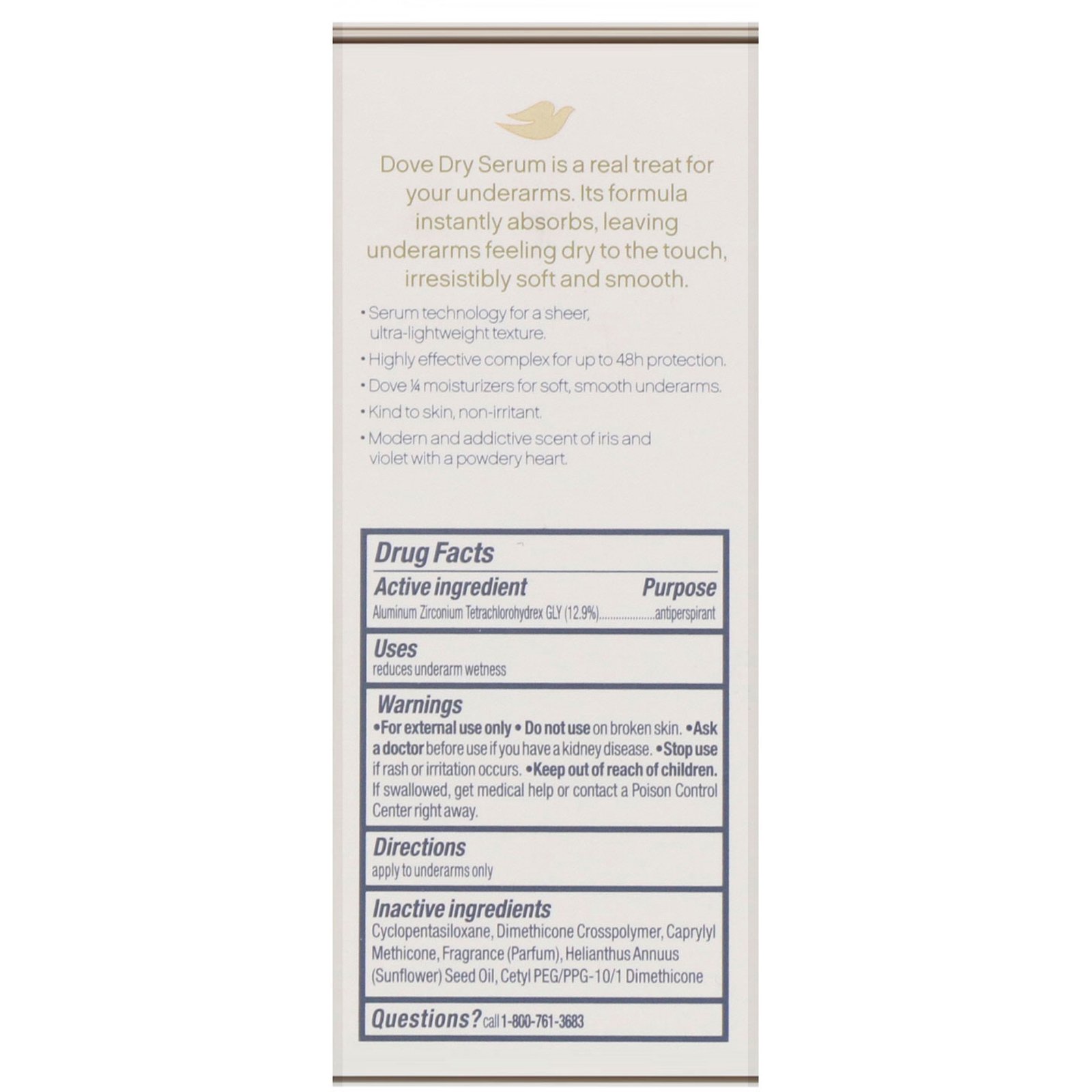 Dove, Sérum seco, Desodorante antitranspirante, Acabamento em pó, 48 g - Imagem 3