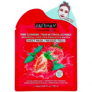 Freeman Beauty, Feeling Beautiful, Máscara em Folha para Limpeza dos Poros, Morango + Menta, 1 Máscara