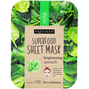 Freeman Beauty, Máscara em Folha de Superalimentos, Espinafre Clareador, 1 Máscara
