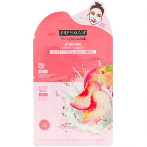 Freeman Beauty, Feeling Beautiful, Pad para Peeling em 2 Passos + Máscara, Hidratante, Pêssego + Iogurte, 1 Pad para Peeling e 1 Máscara em Folha