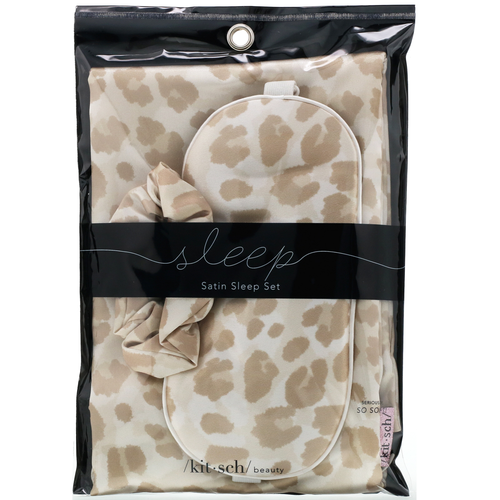 Kitsch, Conjunto de Cetim para Dormir, Leopardo, 3 Peças