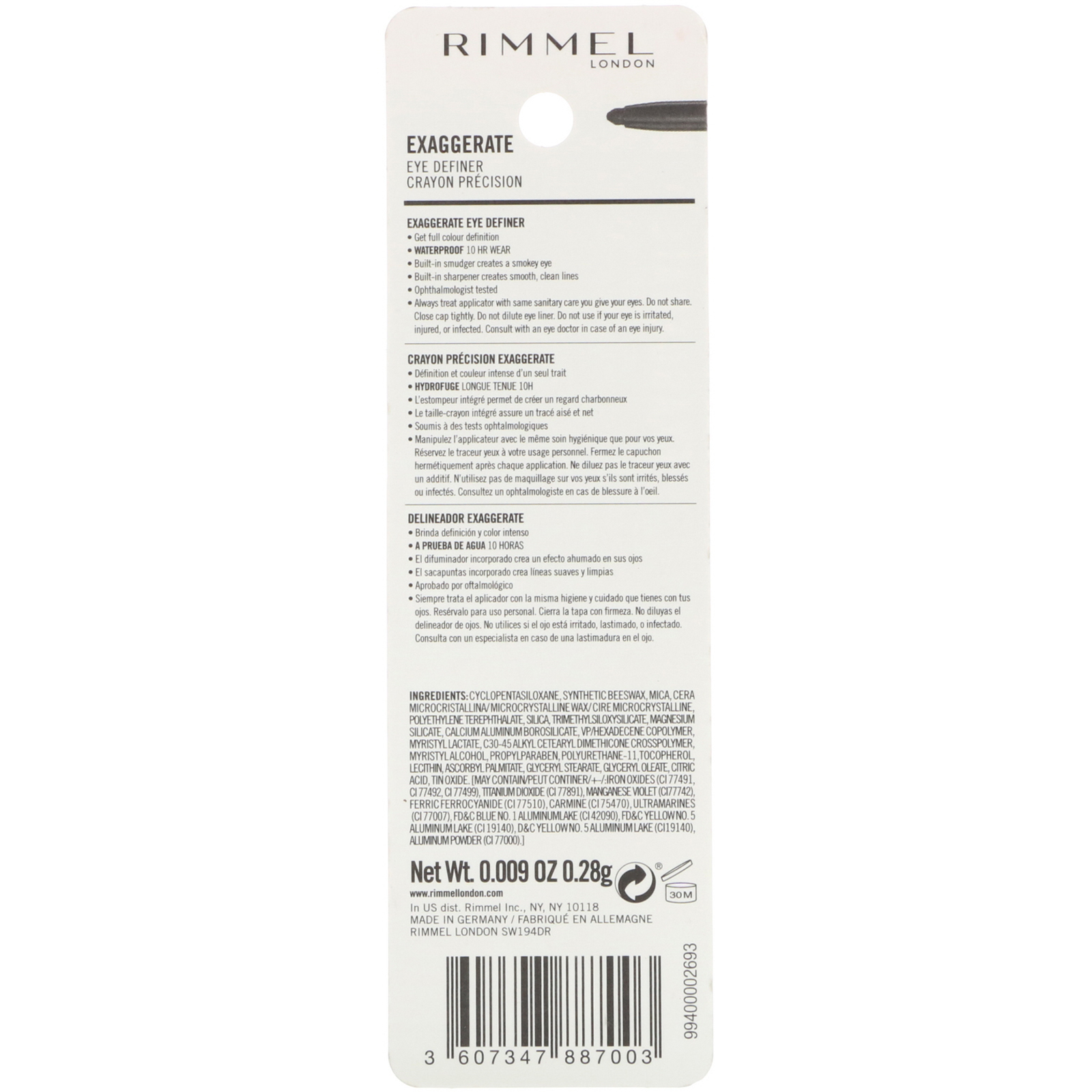Rimmel London, Delineador Exaggerated, 212 Castanho denso, 0,28 g - Imagem 3