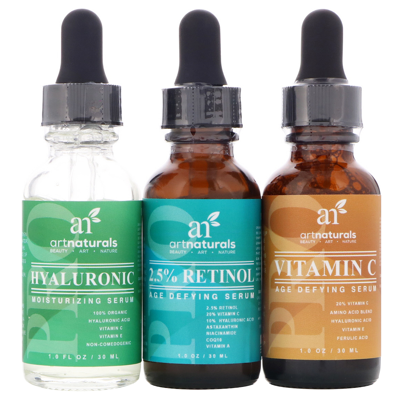 Artnaturals, Serum Trio Set, Anti-Aging, 3 Serums, 1 fl oz (29.5 ml) Each - Imagem 3