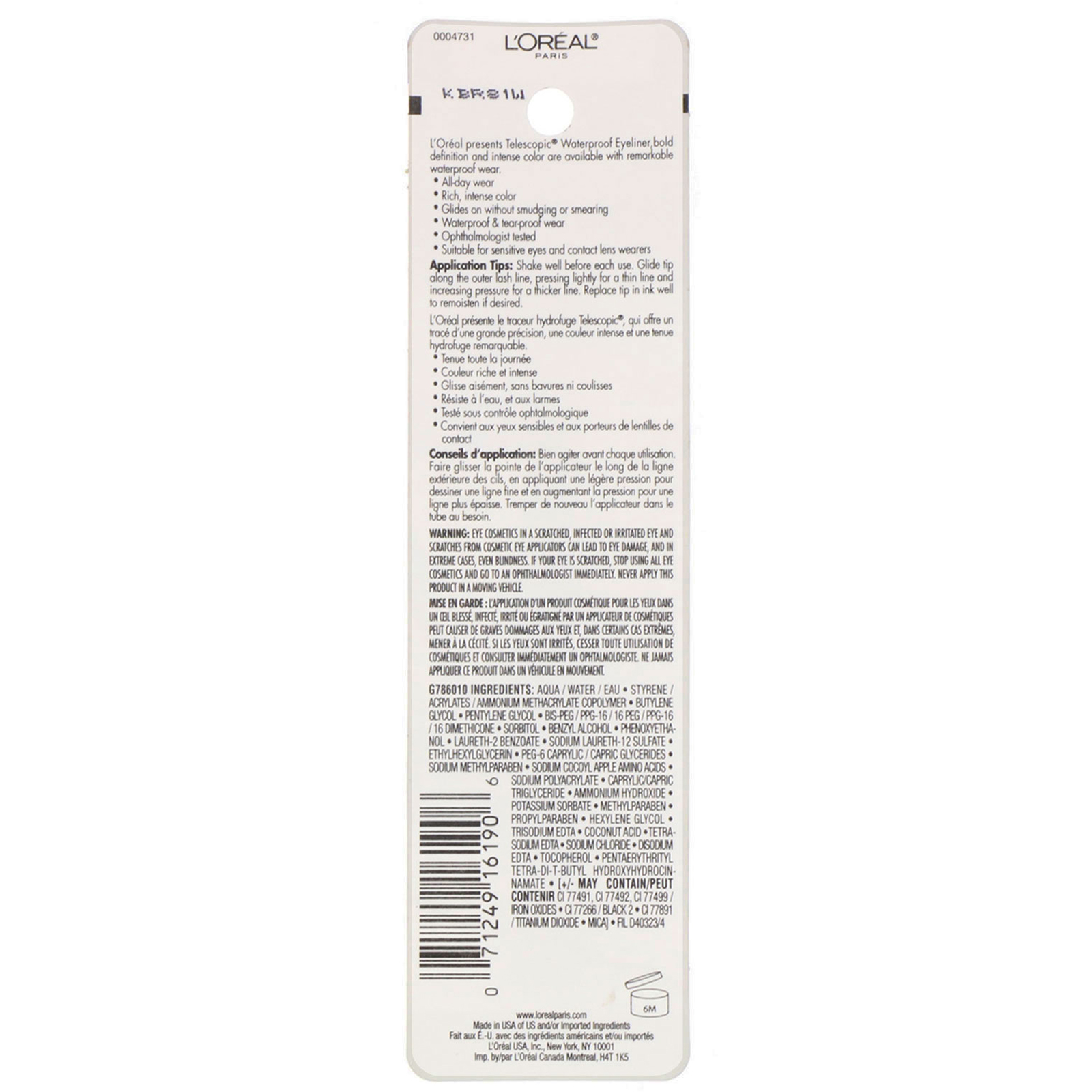 L'Oreal, Delineador líquido Telescopic Control Tip, Waterproof, Black 800, 2,45 ml - Imagem 3