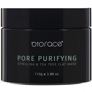 Biorace, Purificador de poros, Máscara de argila com spirulina e melaleuca, 110 g