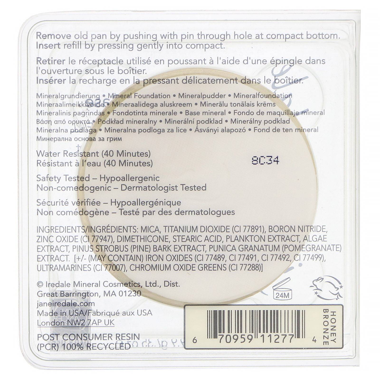 Jane Iredale, PurePressed Base, Mineral Foundation Refill, SPF 20 PA++, Honey Bronze, 0.35 oz (9.9 g) - Imagem 3
