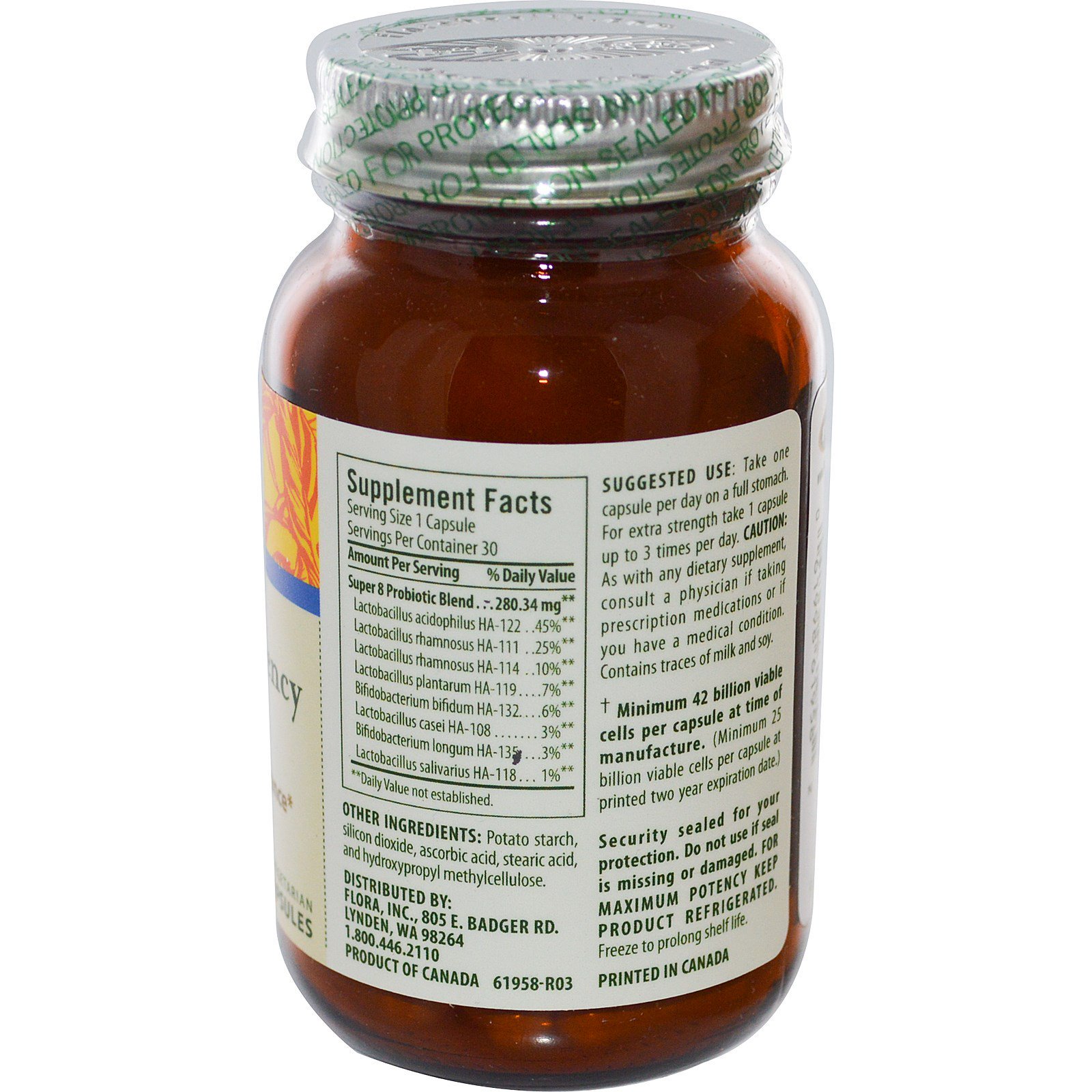 Flora, Udo's Choice, Super 8 Hi-Potency Probiotic, 42 Billion Cells, 30 Capsules - Imagem 2