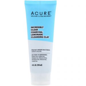 Acure, Argila de Limonada de Carvão Vegetal para Limpeza Incredibly Clear, 4 fl oz (118 ml)