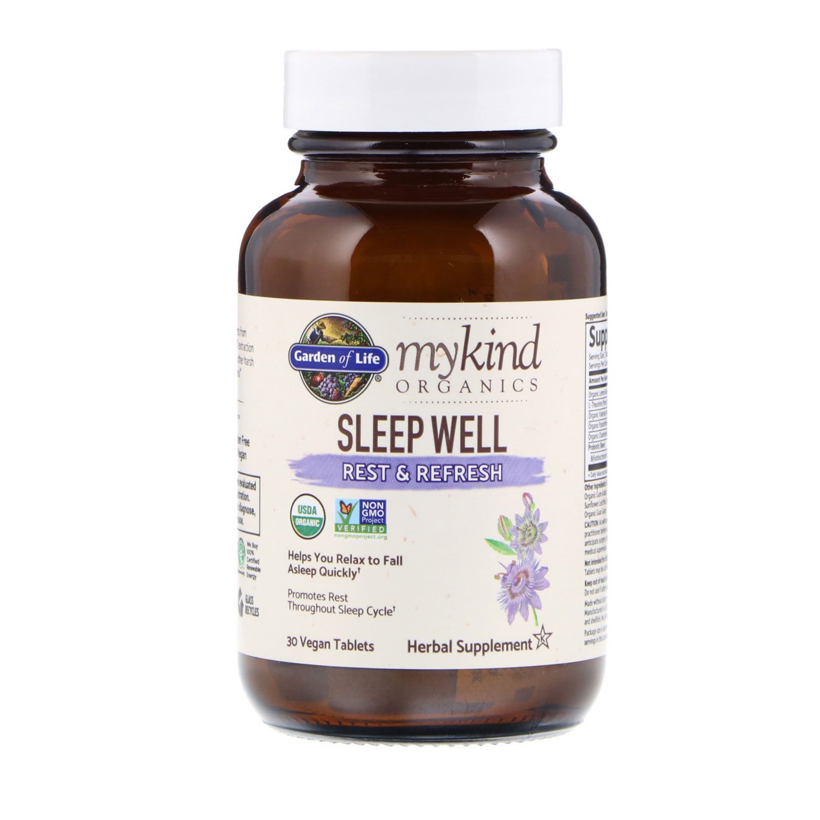 Garden of Life, MyKind Organics, Sleep Well, Rest & Refresh, 30 Comprimidos Veganos - Imagem 3