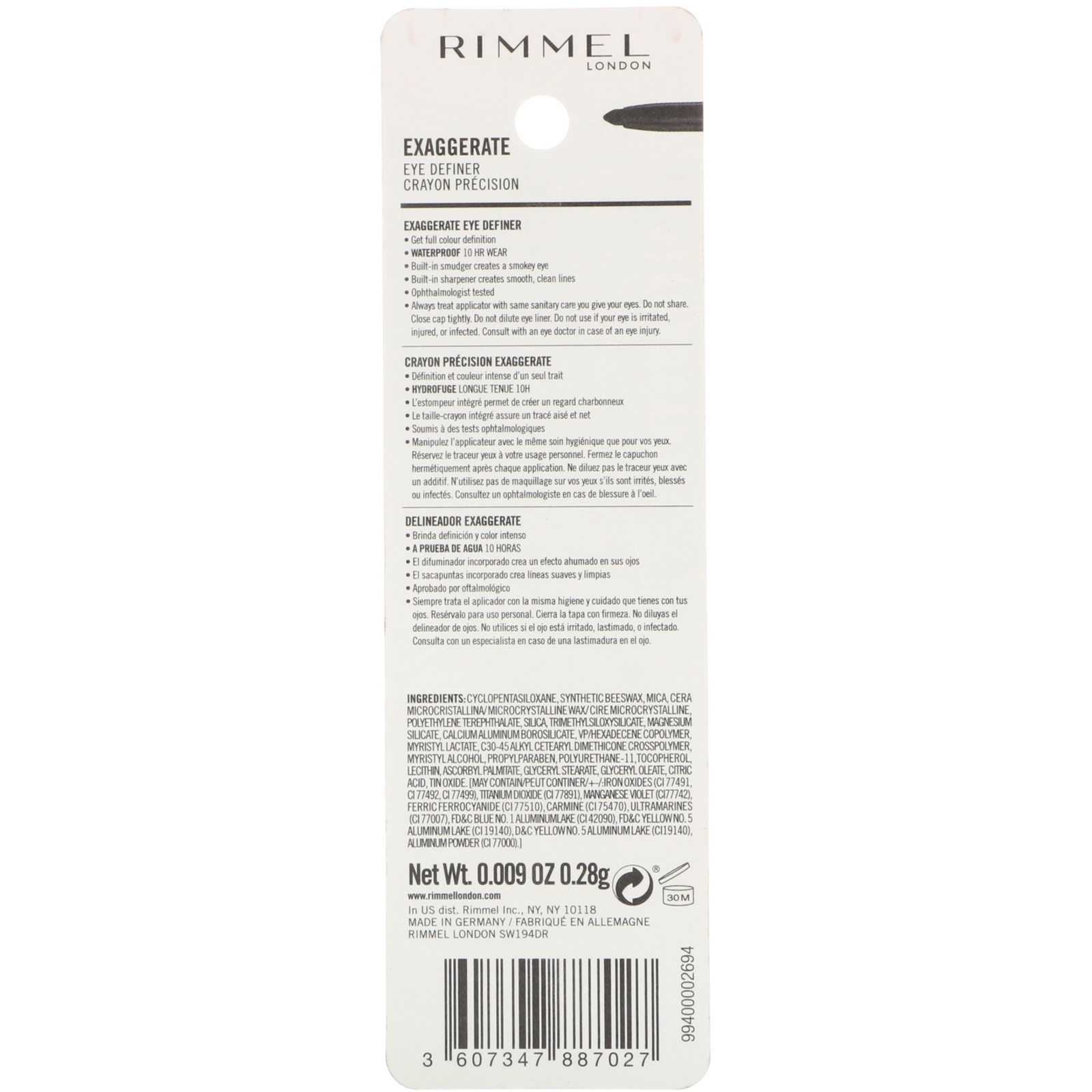 Rimmel London, Delineador Exaggerated, 262 Preto absoluto, 0,28 g - Imagem 3