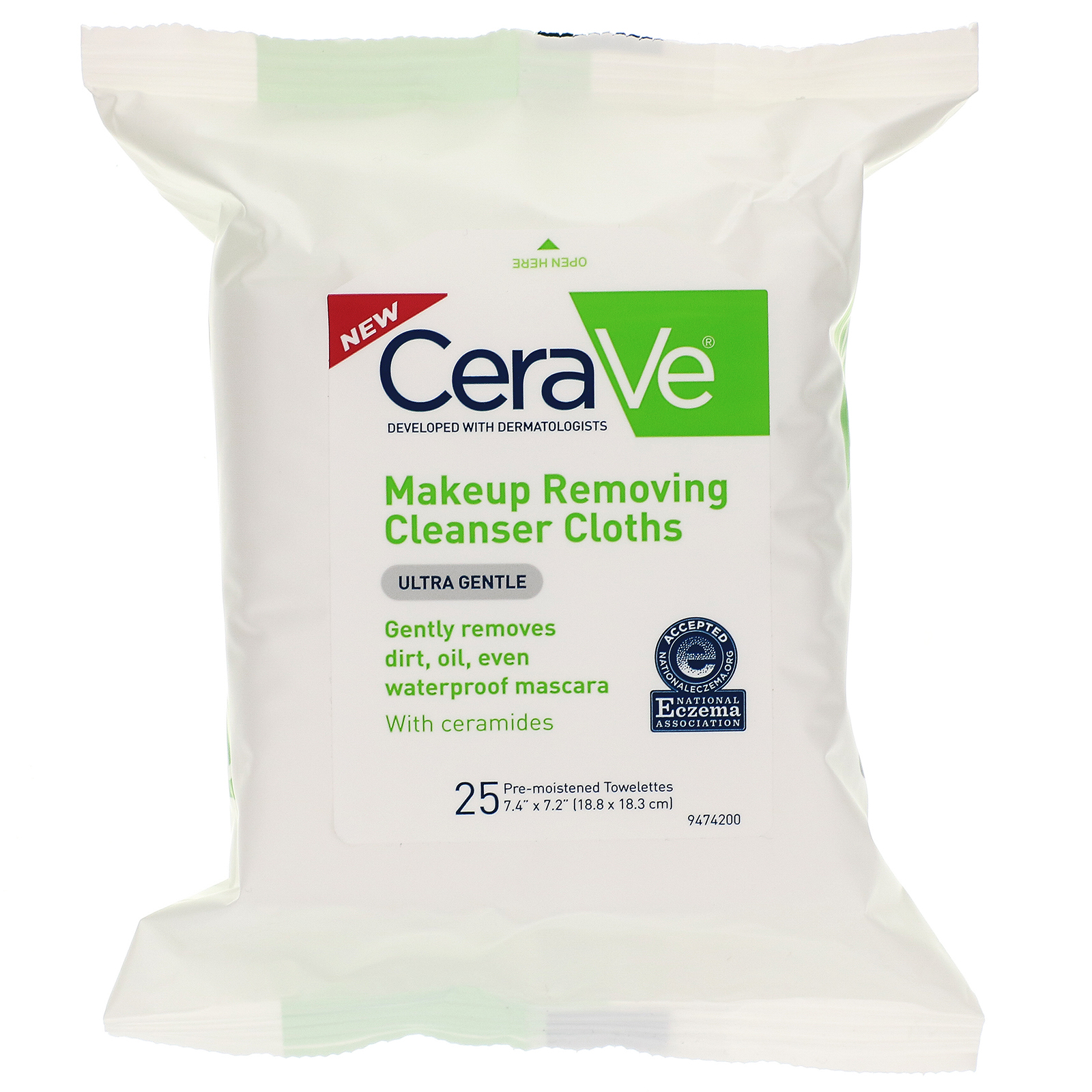 CeraVe, Lenços de Limpeza para Remoção de Maquiagem, Ultrassuaves, 25 Toalhetes Pré-Umedecidos