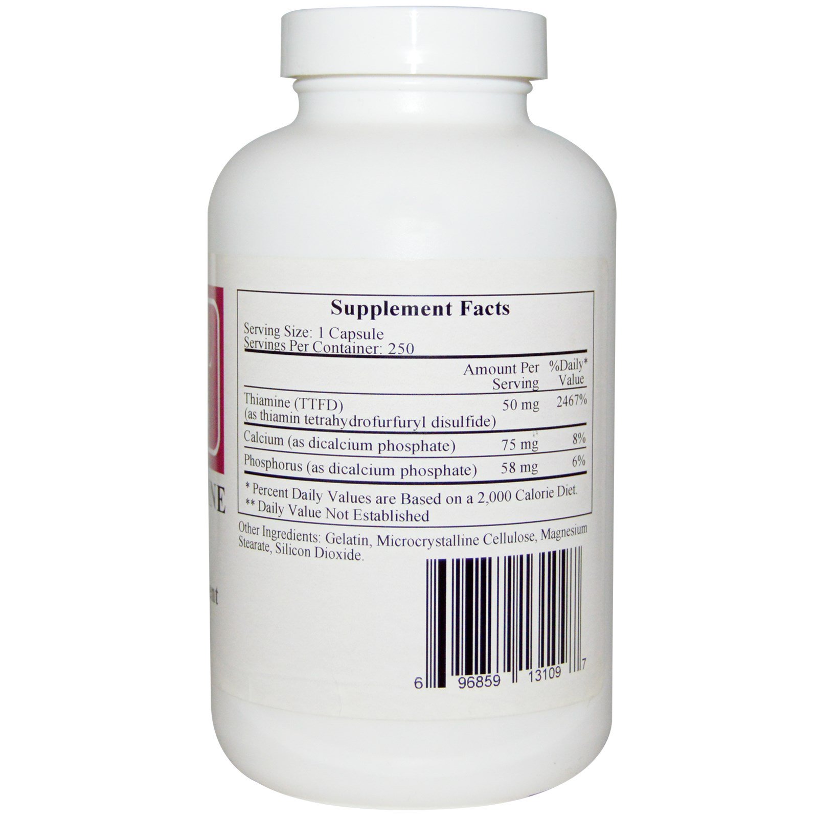 Ecological Formulas, Alitiamina (Vitamina B1), 50 mg, 250 Cápsulas - Imagem 2