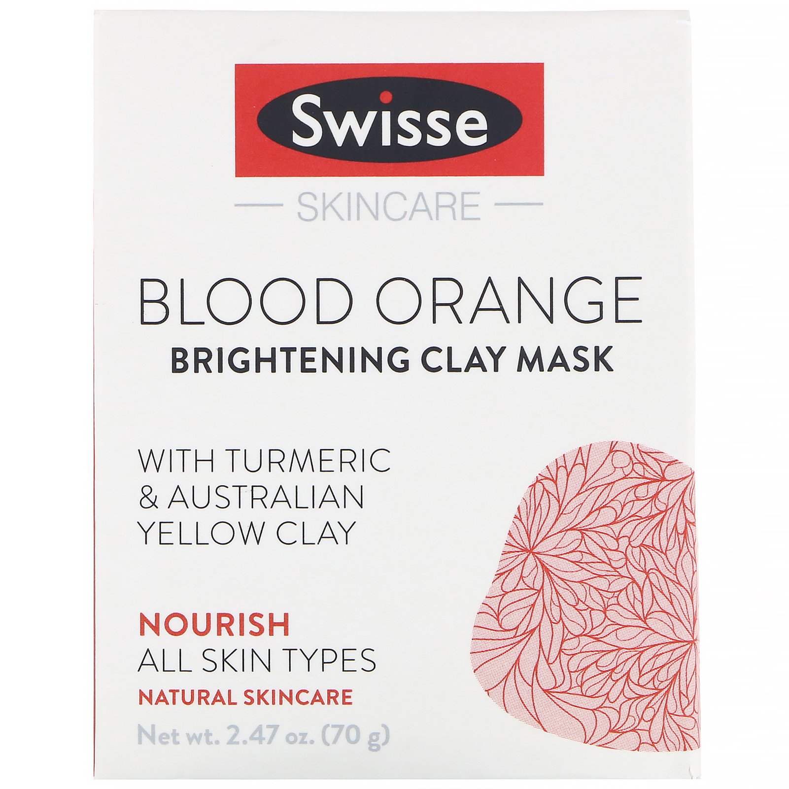 Swisse, Skincare, Blood Orange, Máscara de Argila Iluminadora, 70 g (2,47 oz)