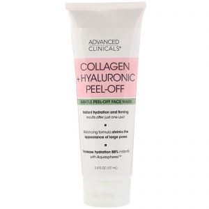 Advanced Clinicals, Collagen + Hyaluronic Peel-Off, Gentle Peel-Off Face Mask, 3.4 fl oz (101 ml)