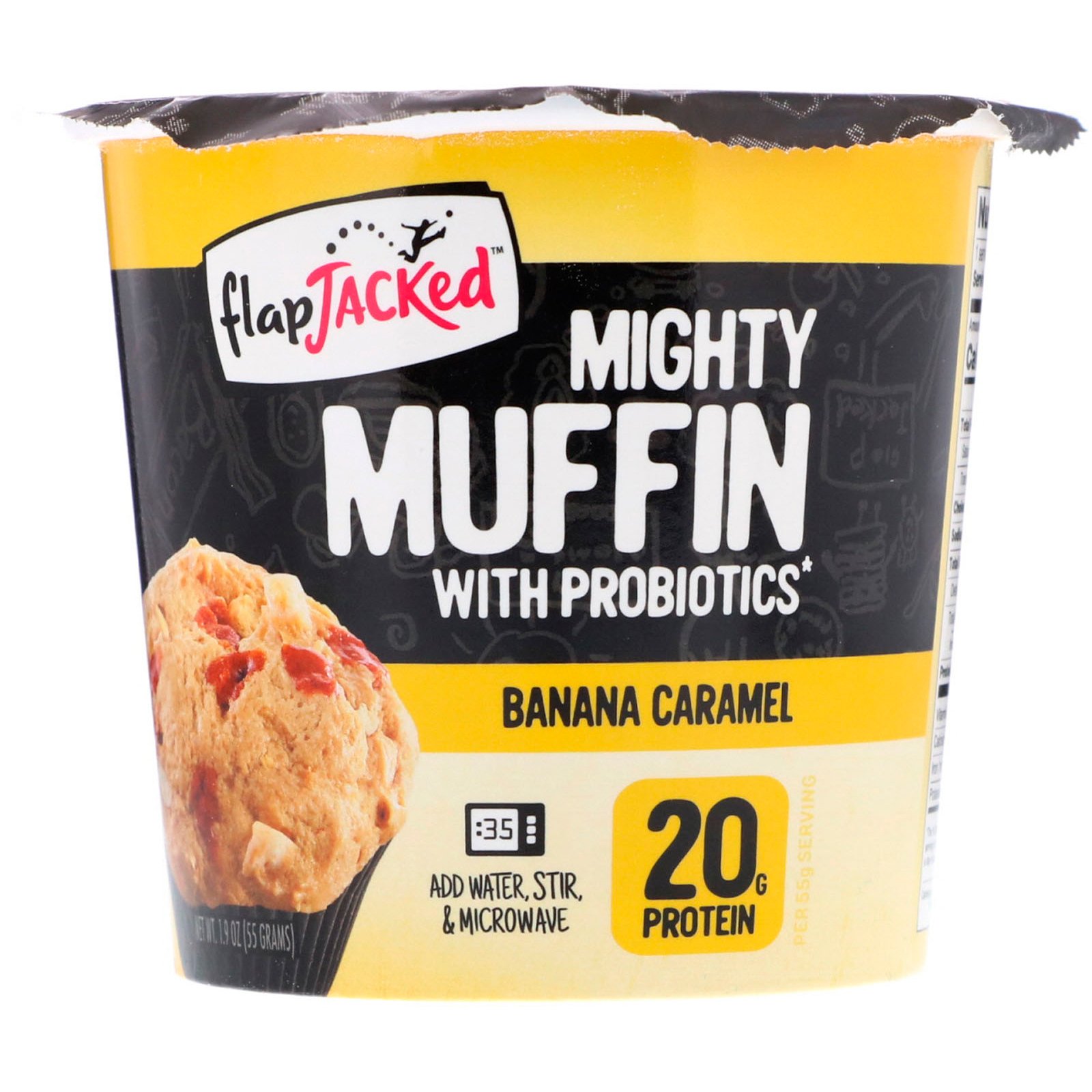 FlapJacked, Muffin Poderoso com Probióticos, Banana e Caramelo, 1,9 oz (55 g)