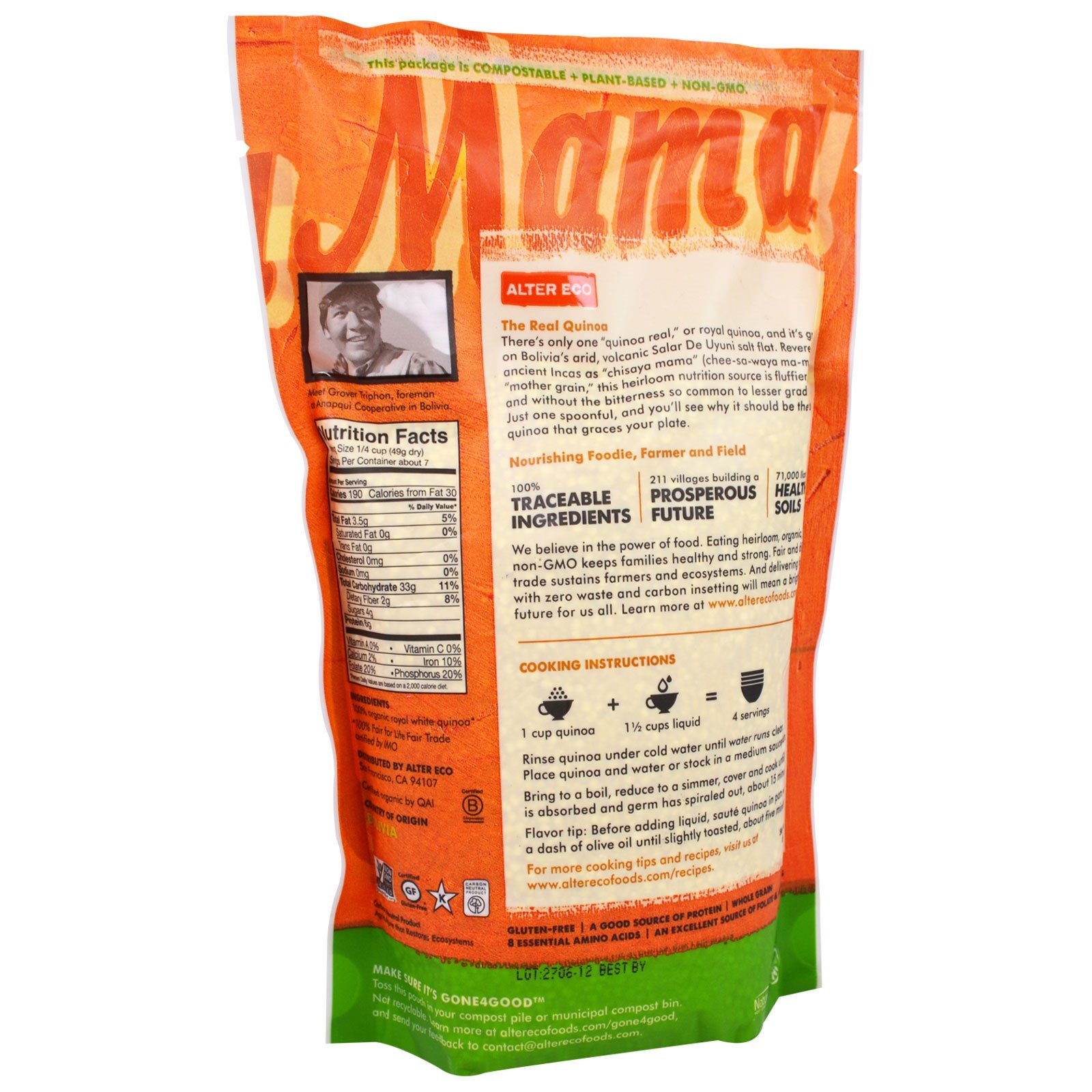 Alter Eco, Quinoa Branca Real Orgânica, 12 oz (340 g) - Imagem 2