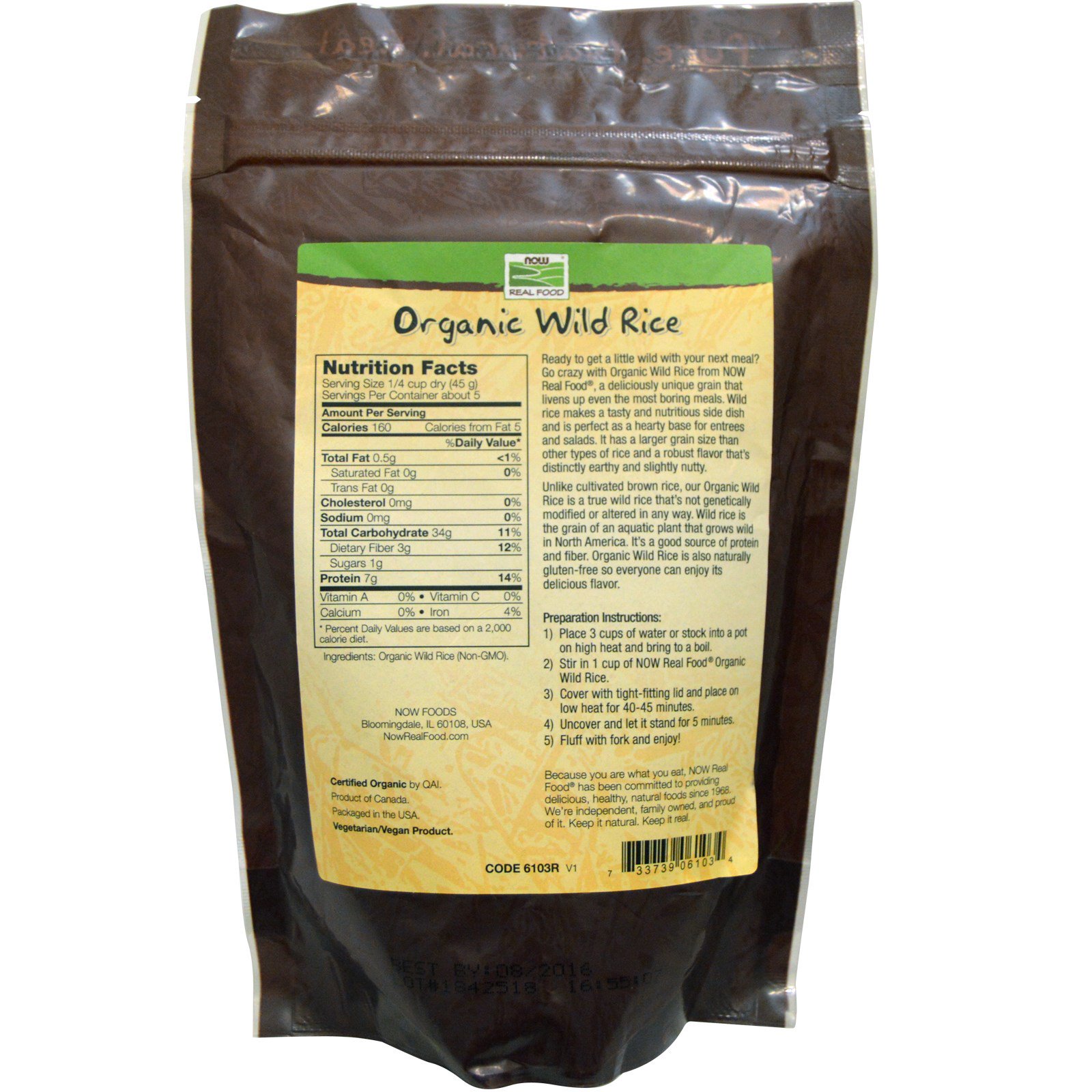 Now Foods, Arroz Selvagem Orgânico, 8 oz (227 g) - Imagem 2