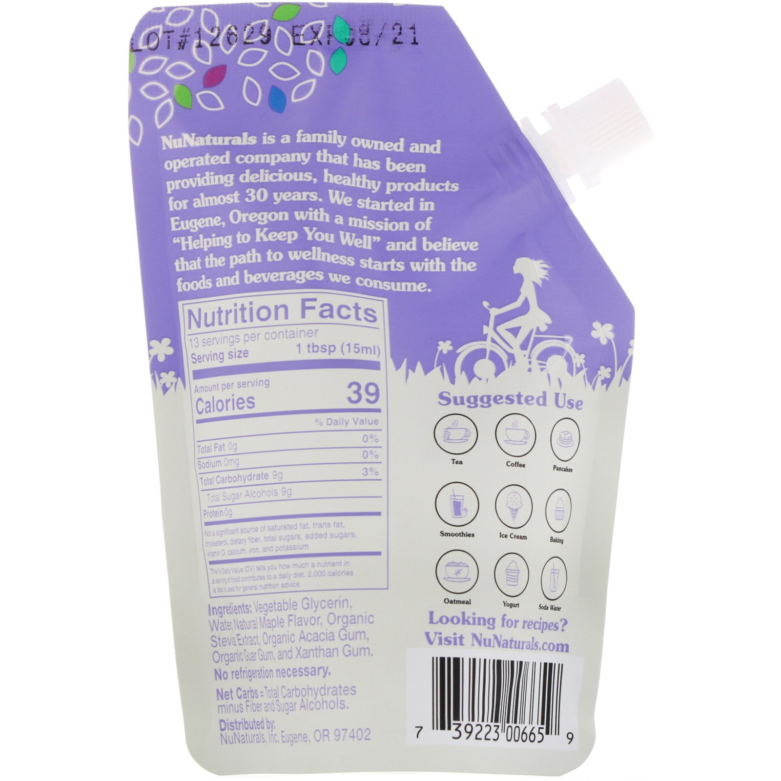NuNaturals, NuStevia, Pourable Maple Flavor Syrup, 6.6 fl oz (.2 l) - Imagem 2