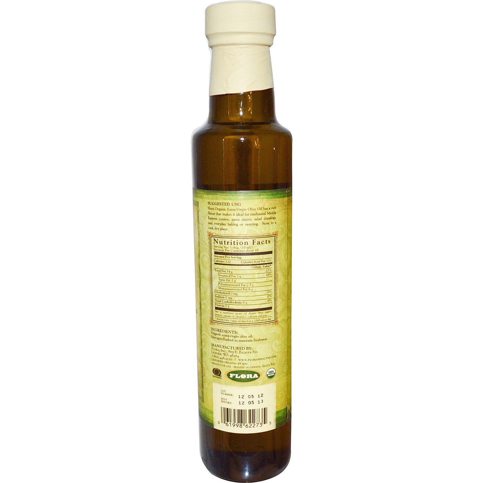 Flora, Azeite Extra-Virgin orgânico, 8.5 fl oz (250 ml) - Imagem 2