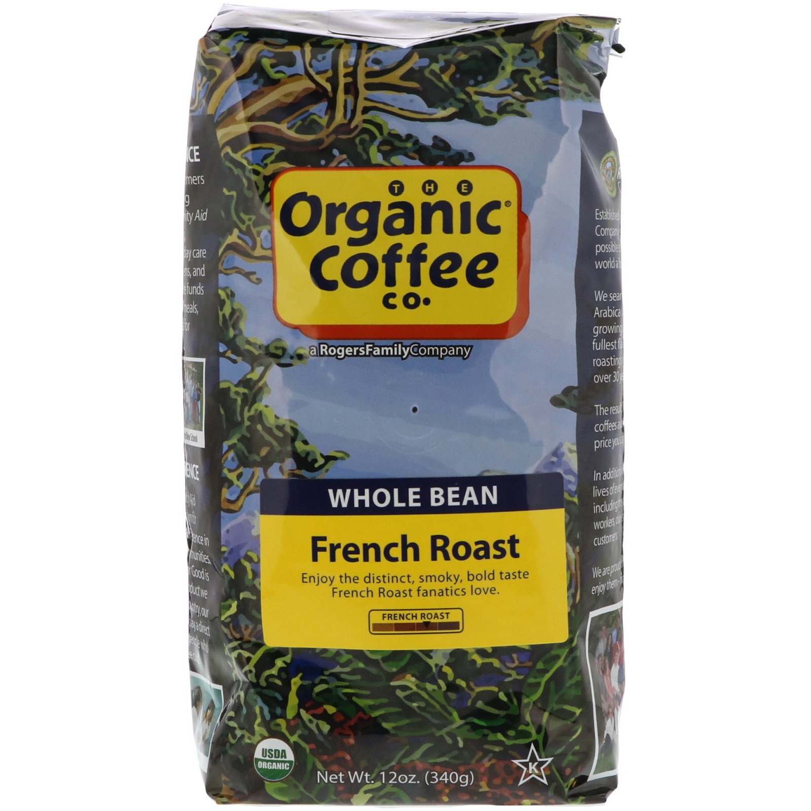 Organic Coffee Co., Torra Francesa, Café em Grãos Integrais, 340 g