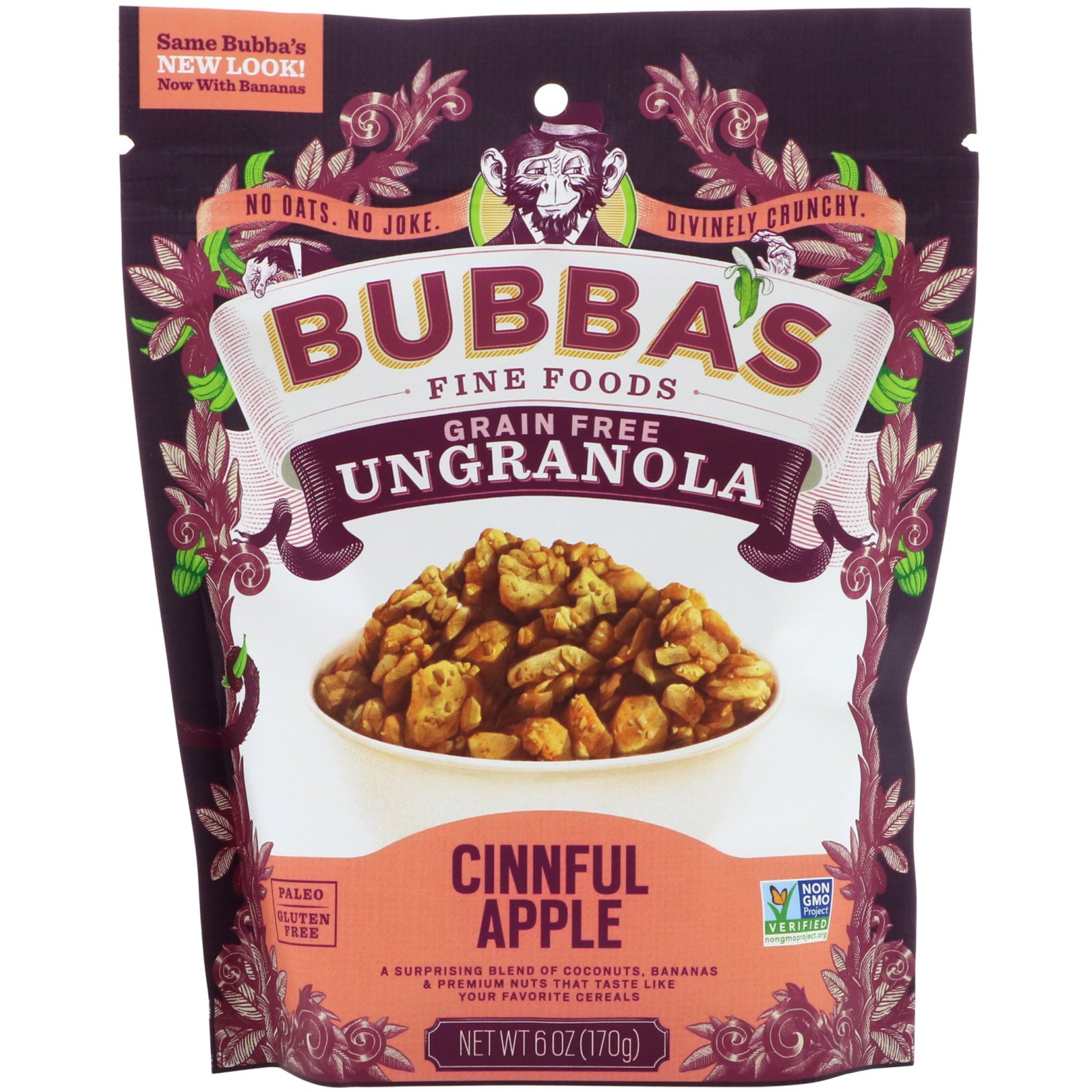 Bubba's Fine Foods, UnGranola, Maçã e Canela, 6 oz (170 g)