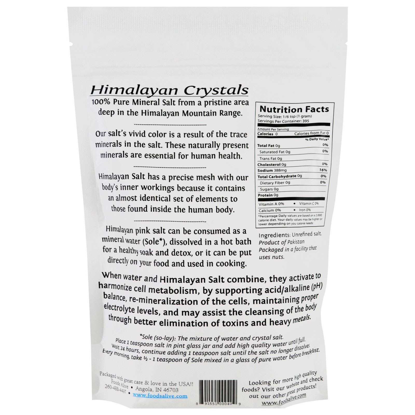 Foods Alive, Superfoods, Himalayan Pink Salt, fine ground, 14 oz (397 g) - Imagem 2
