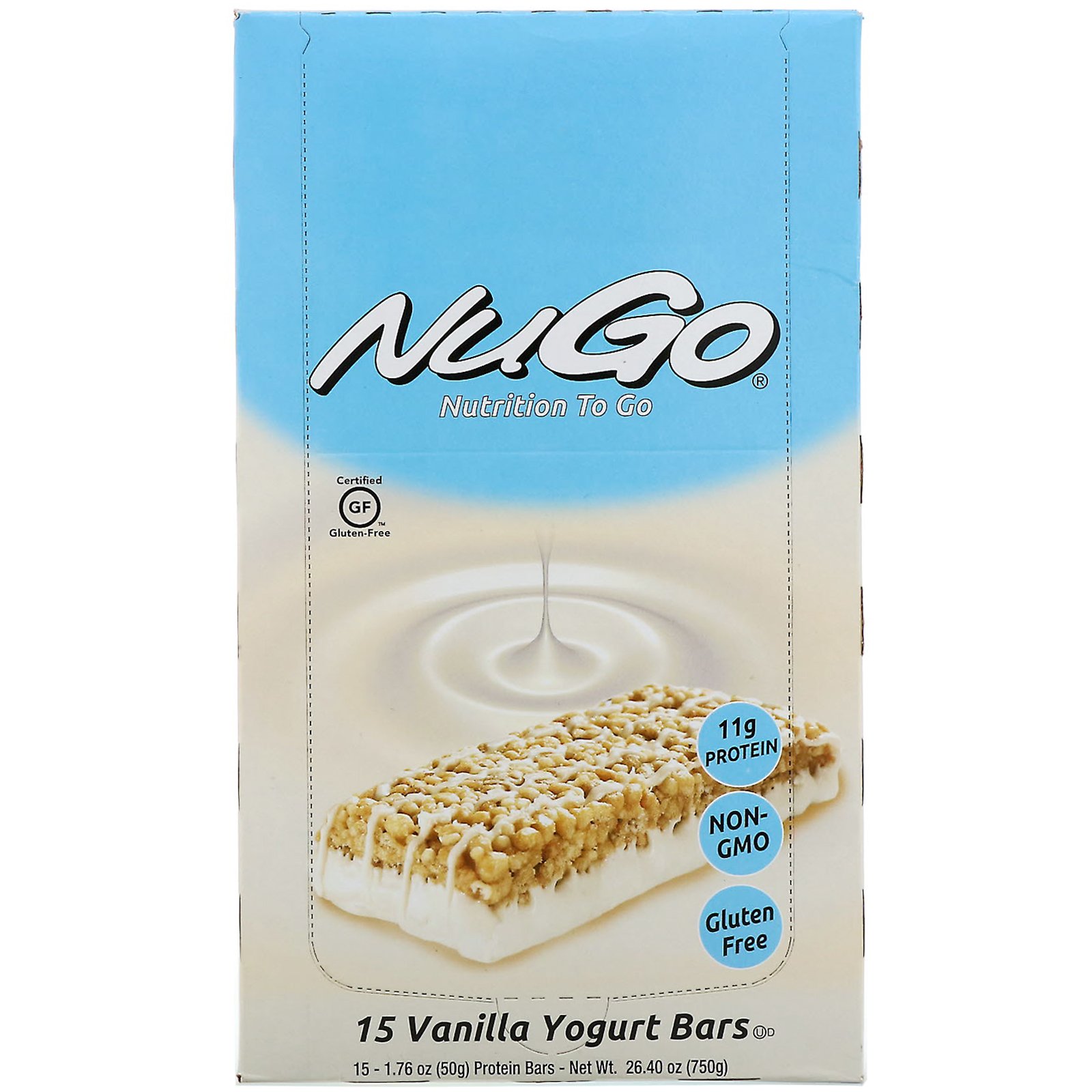 NuGo Nutrition, Nutrition To Go, Iogurte de Baunilha, 15 Barras, 1,76 oz (50 g) Cada - Imagem 2