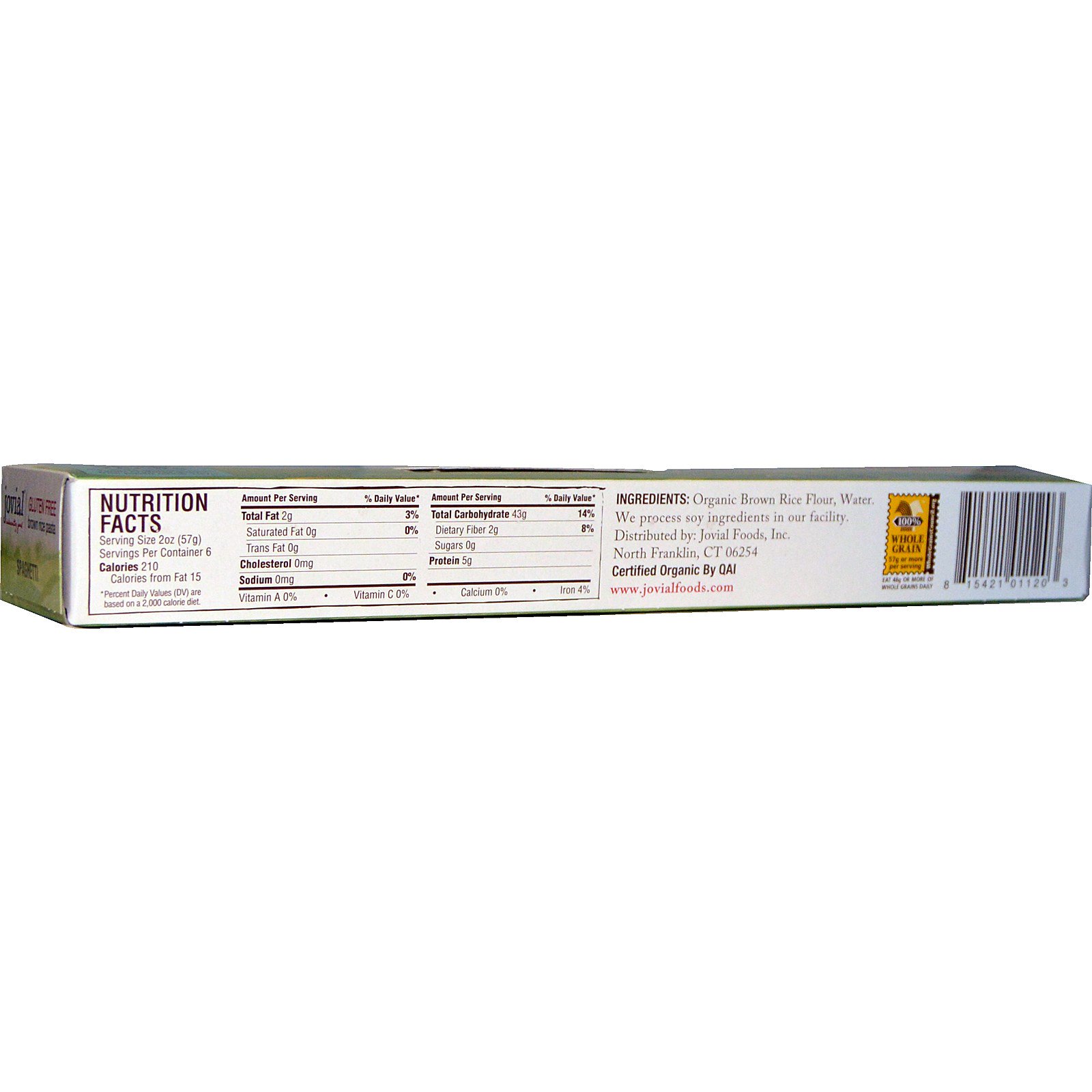 Jovial, Massa de Arroz Marrom, Espaguete, 12 oz (340 g) - Imagem 2