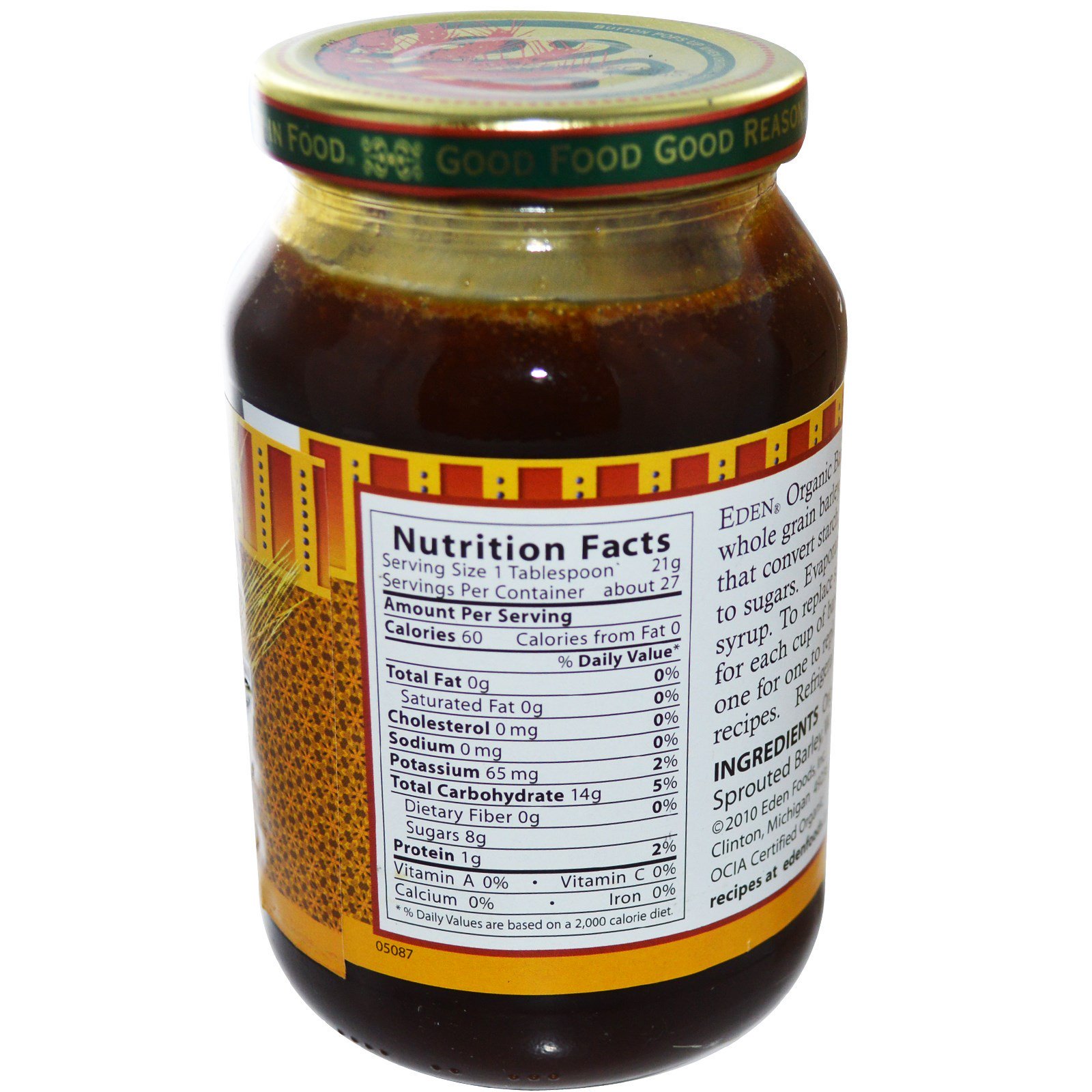 Eden Foods, Xarope de Malte de Cevada Orgânico Tradicional, 20 oz (566 g) - Imagem 2