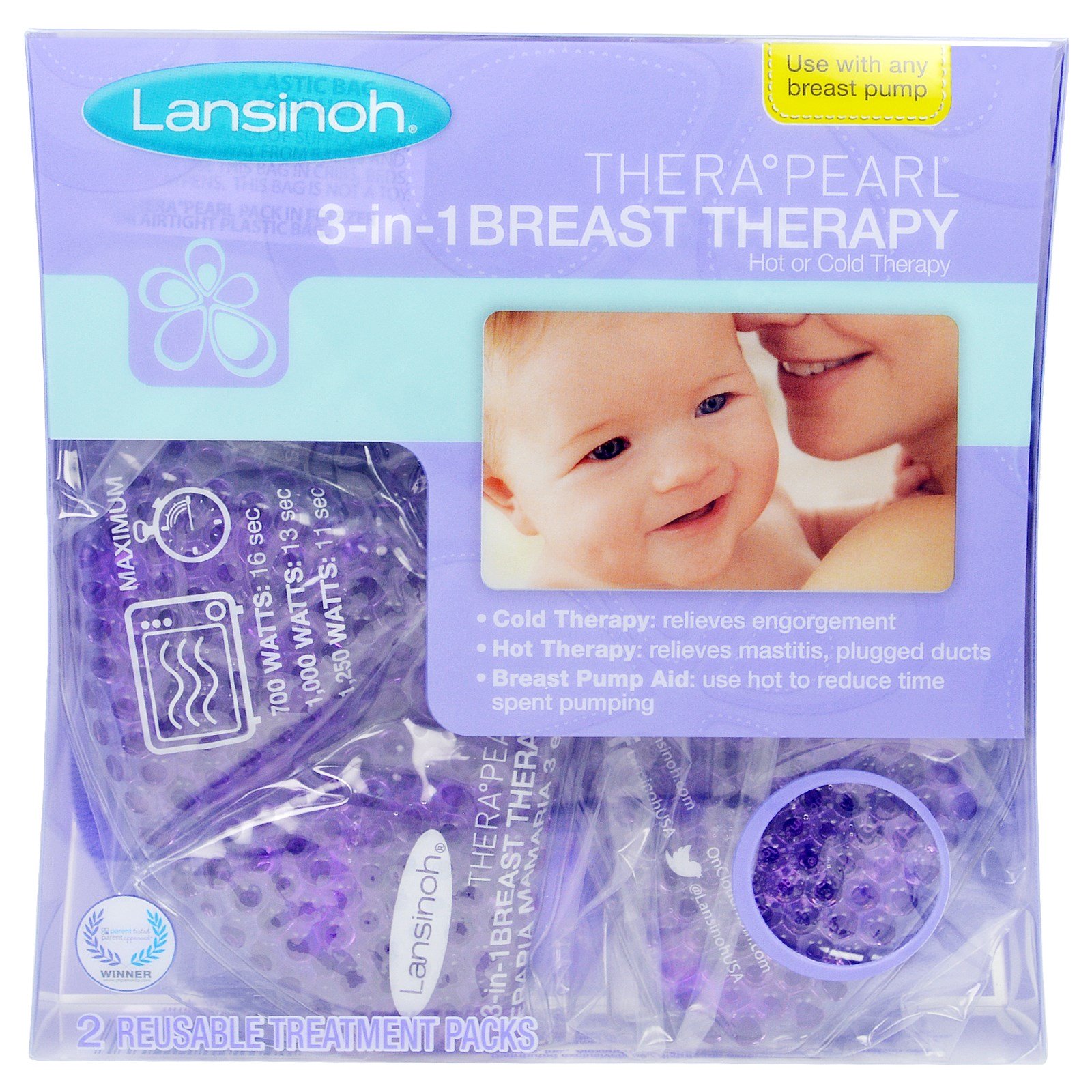 Lansinoh, TheraPearl, Terapia para os Seios 3 em 1 , 2 Pacotes - Imagem 2