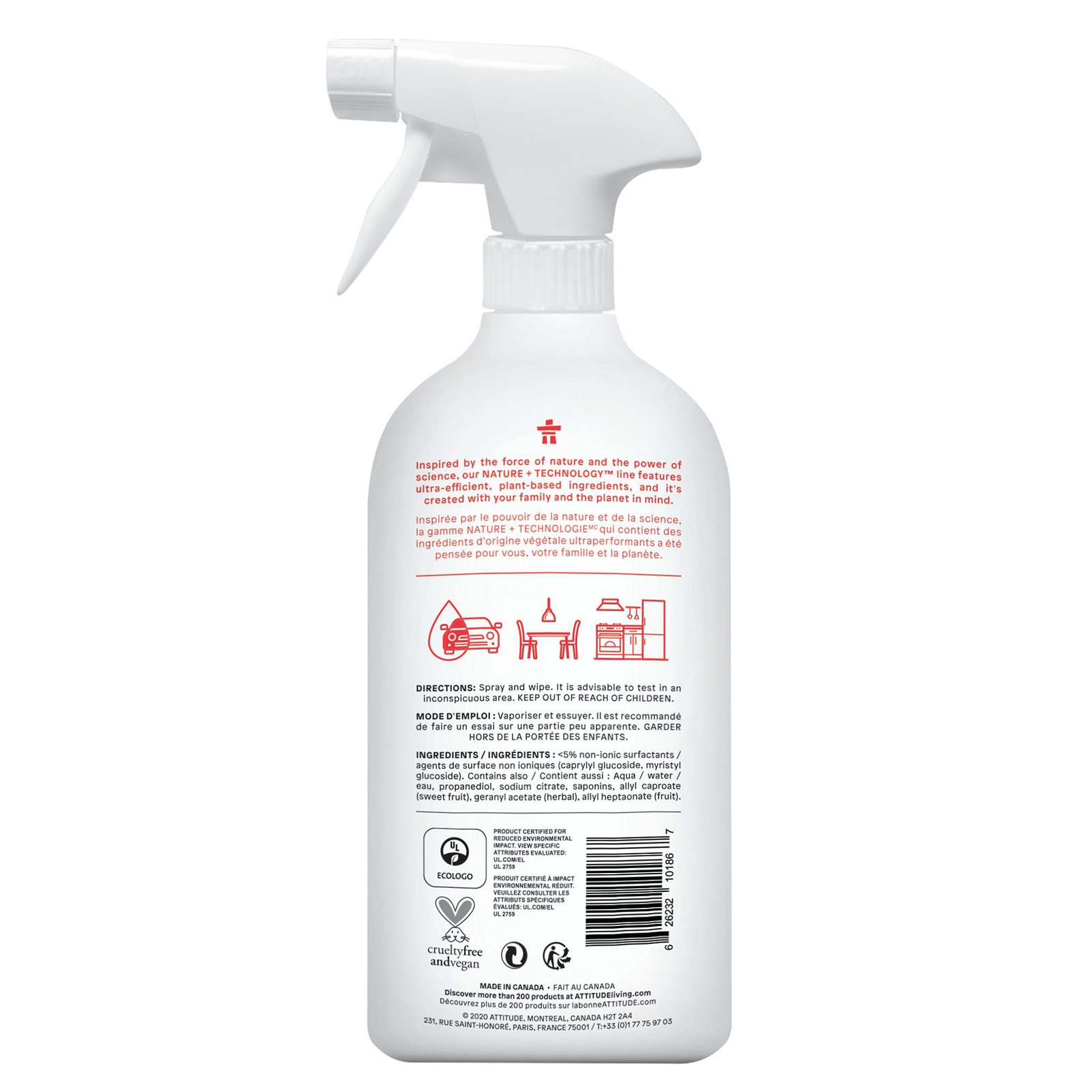 ATTITUDE, All Purpose Cleaner, Pink Grapefruit, 27.1 fl oz (800 ml) - Imagem 2
