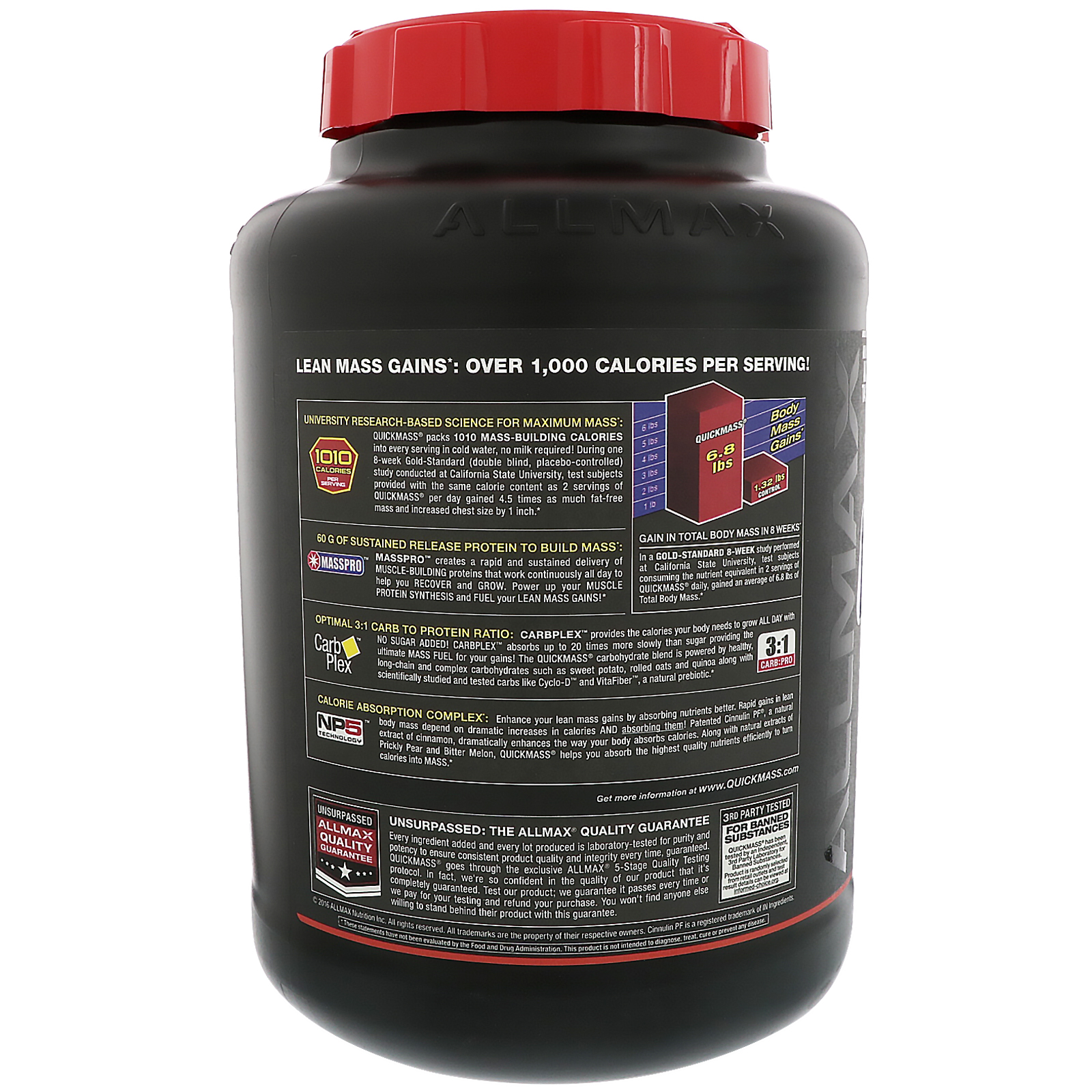 ALLMAX Nutrition, QuickMass, Catalizador para Ganho Rápido de Massa, Chocolate e Manteiga de Amendoim, 6 lbs (2,72 kg) - Imagem 3
