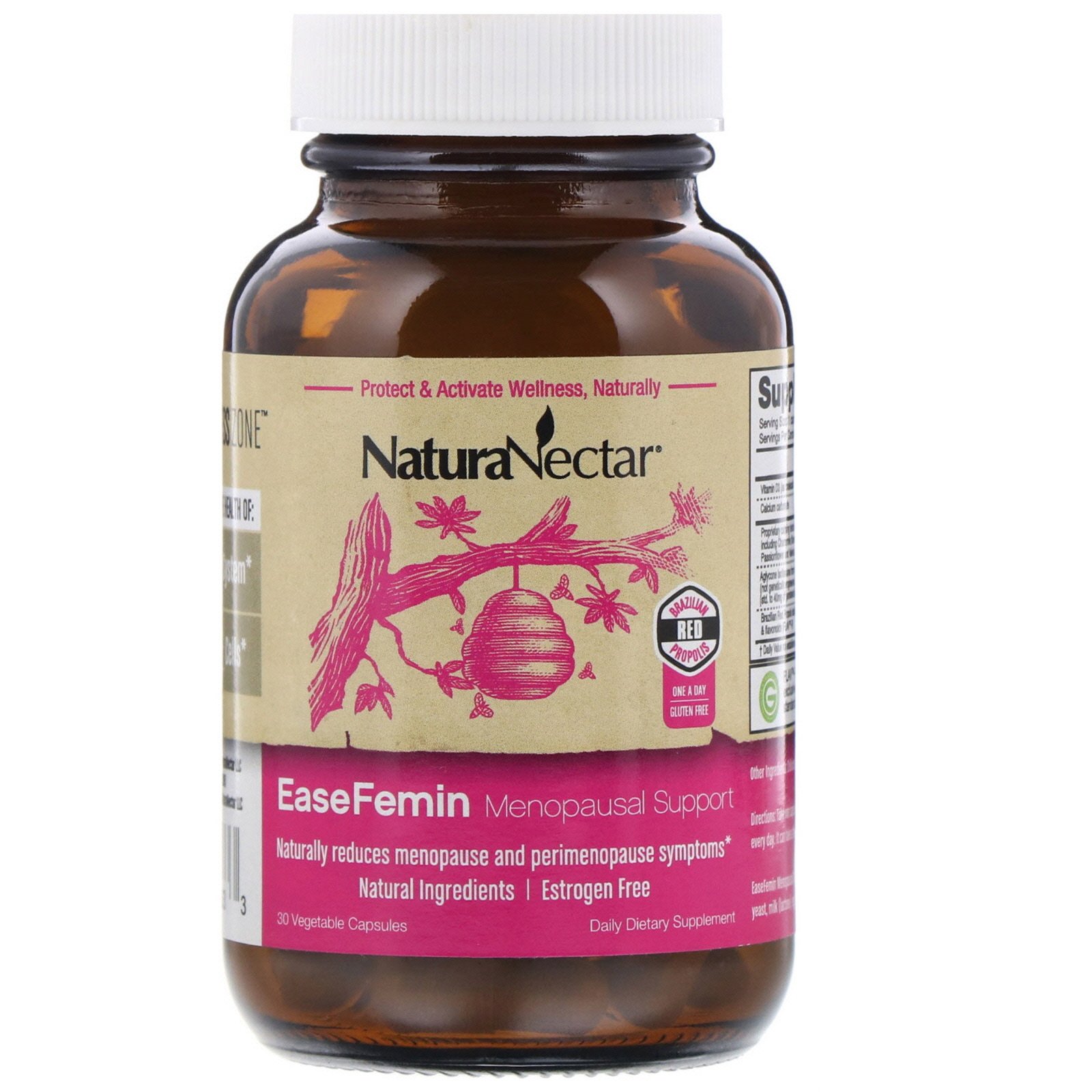 NaturaNectar, EaseFemin, Suporte da Menopausa, 30 Cápsulas Vegetais - Imagem 3
