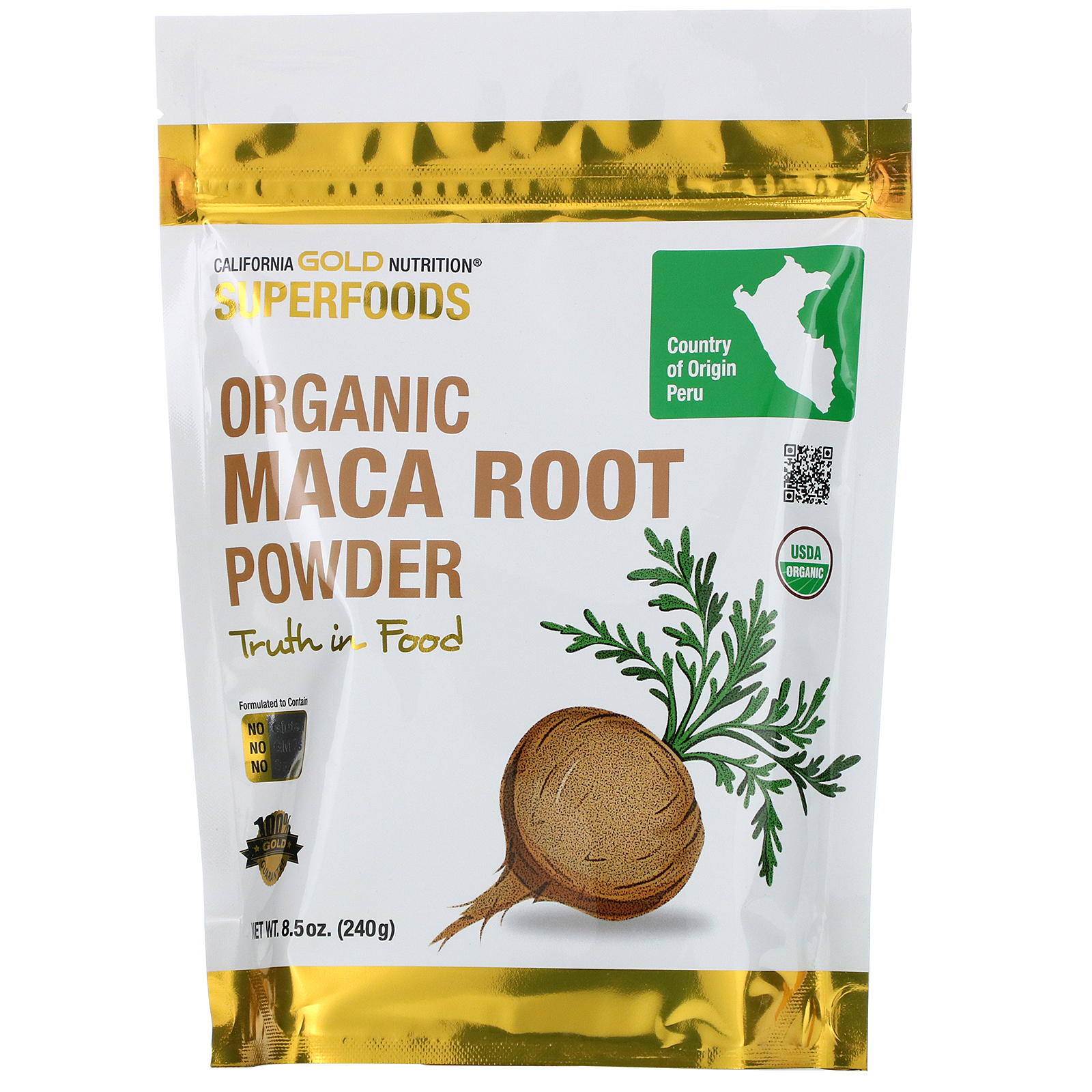 California Gold Nutrition, Superfoods, Raiz de Maca Orgânica em Pó, 8,5 oz (240 g)