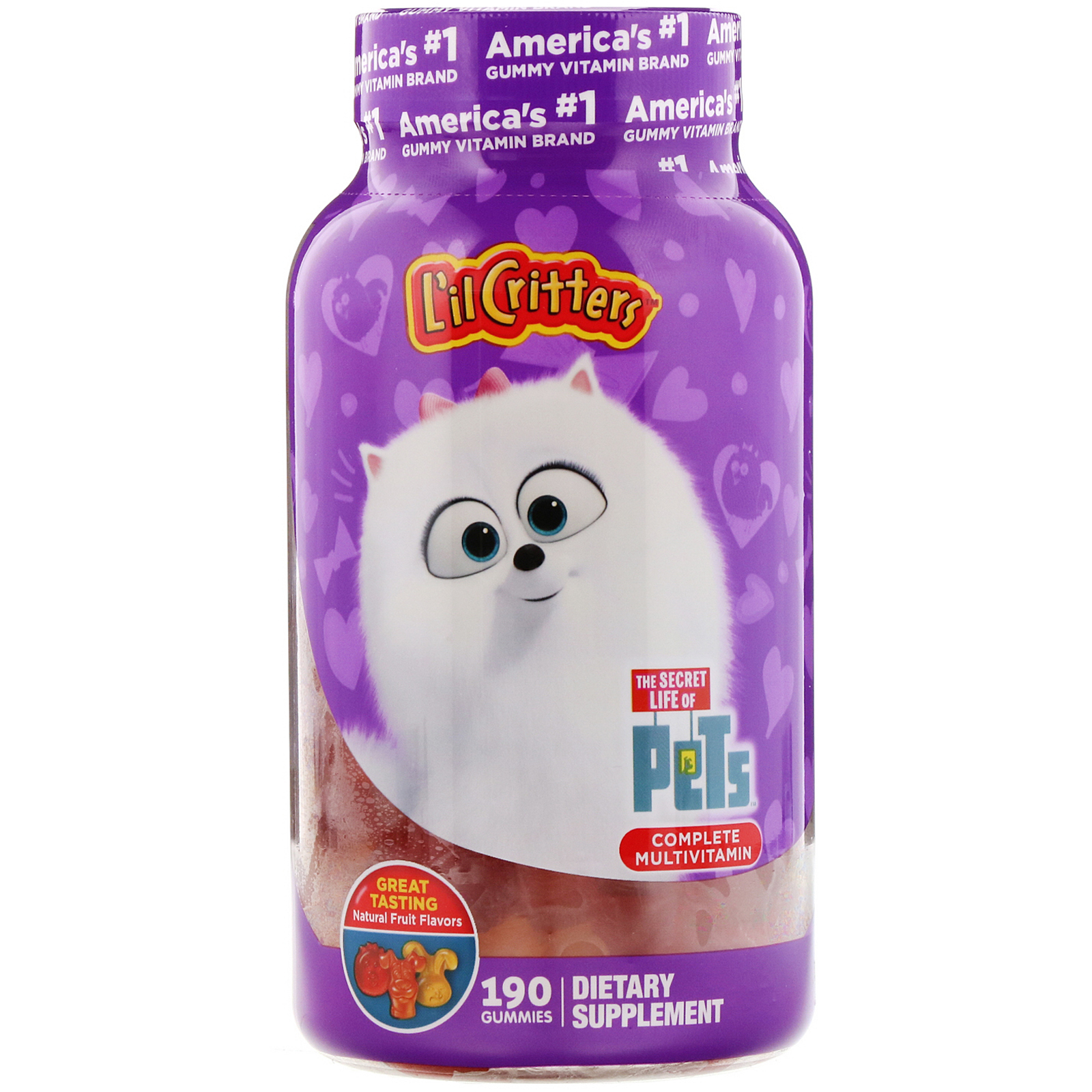 L'il Critters, Complete Multivitamin Gummies, Secret Life of Pets, Natural Fruit Flavors, 190 Gummies - Imagem 3