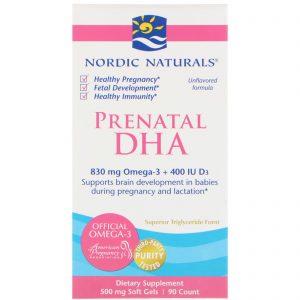 Nordic Naturals, DHA pré-natal, fórmula sem sabor, 500 mg, 90 Softgels