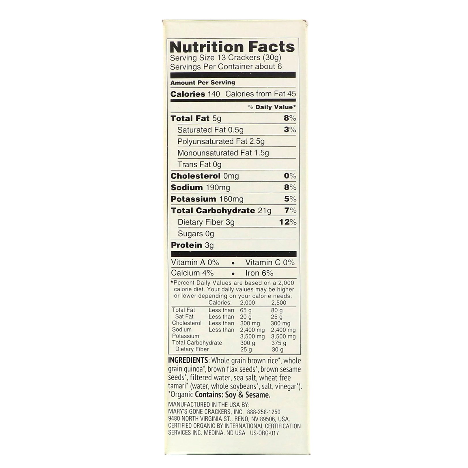 Mary's Gone Crackers, Original Crackers, 6.5 oz (184 g) - Imagem 2