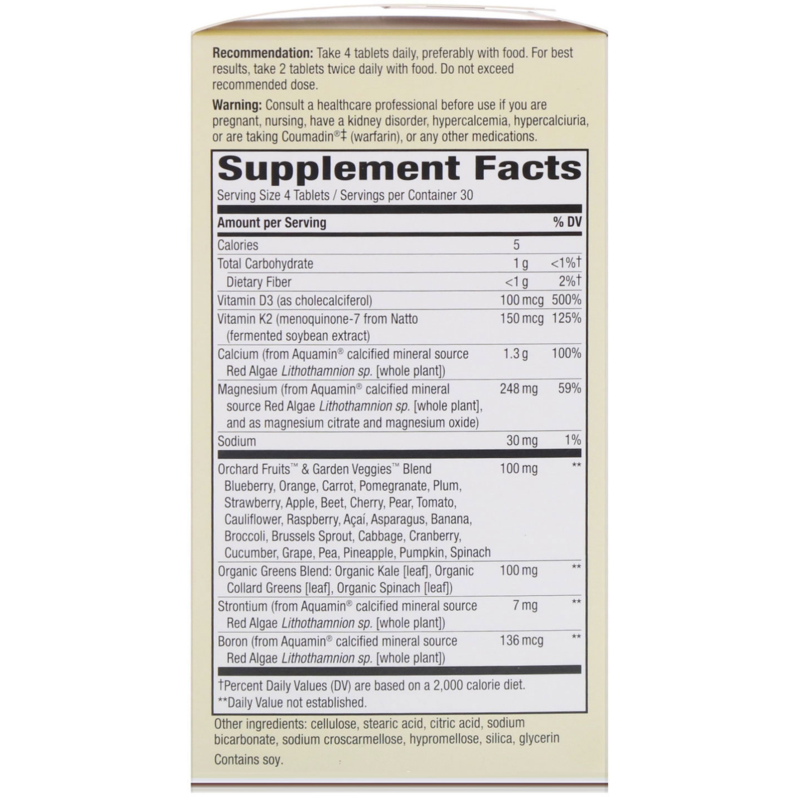 Nature's Way, Alive!, Cálcio, Fórmula Óssea, 1.300 mg, 120 Comprimidos - Imagem 2