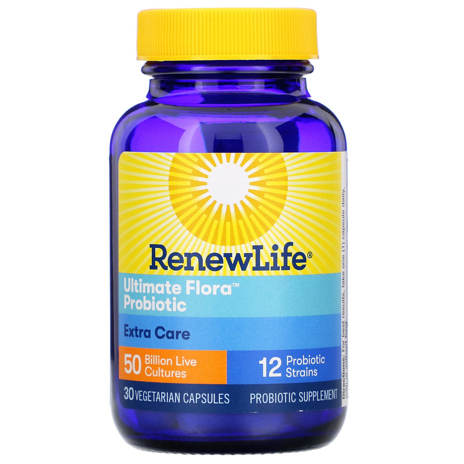 Renew Life, Cuidado Extra, Probiotico Ultimate Flora, 50 Bilhões de Culturas Vivas, 30 Cápsulas Vegetais - Imagem 3