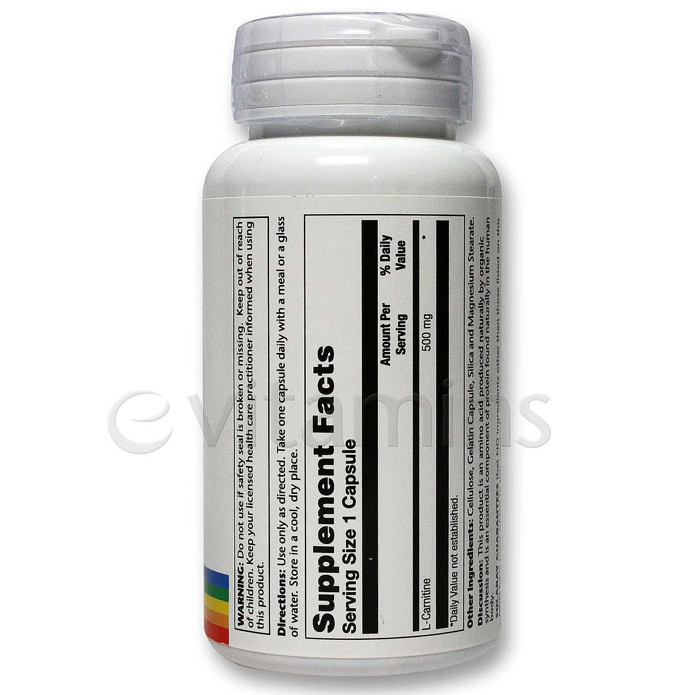 Solaray, L-Carnitina 500 mg - 60 Cápsulas - Imagem 2