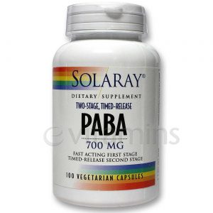 Solaray, PABA - Liberação programada em dois estágios - 100 Cápsulas